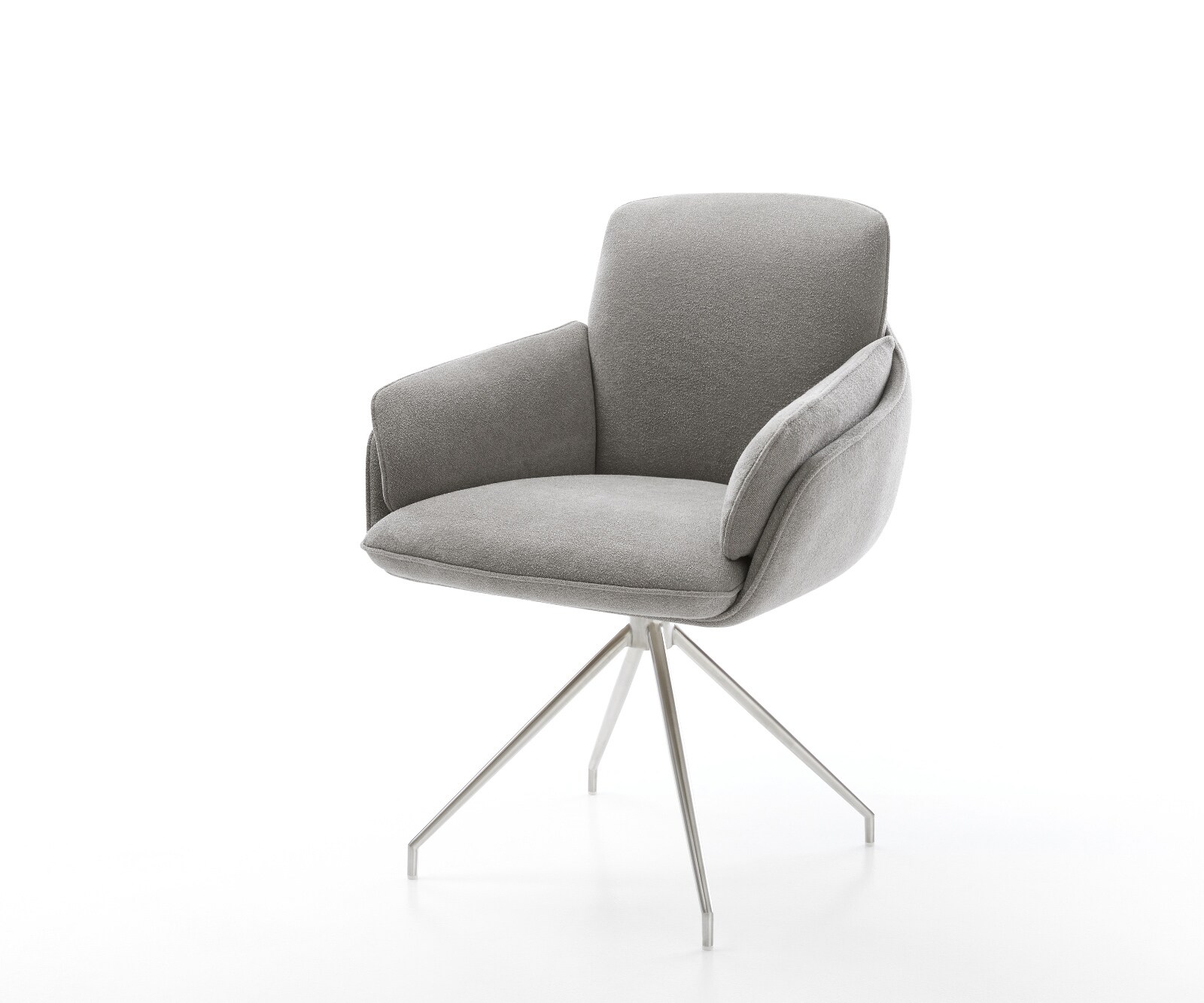 Esszimmerstuhl Luan-Flex mit Armlehnen Strukturstoff Soft Grau Kreuzgestell günstig online kaufen