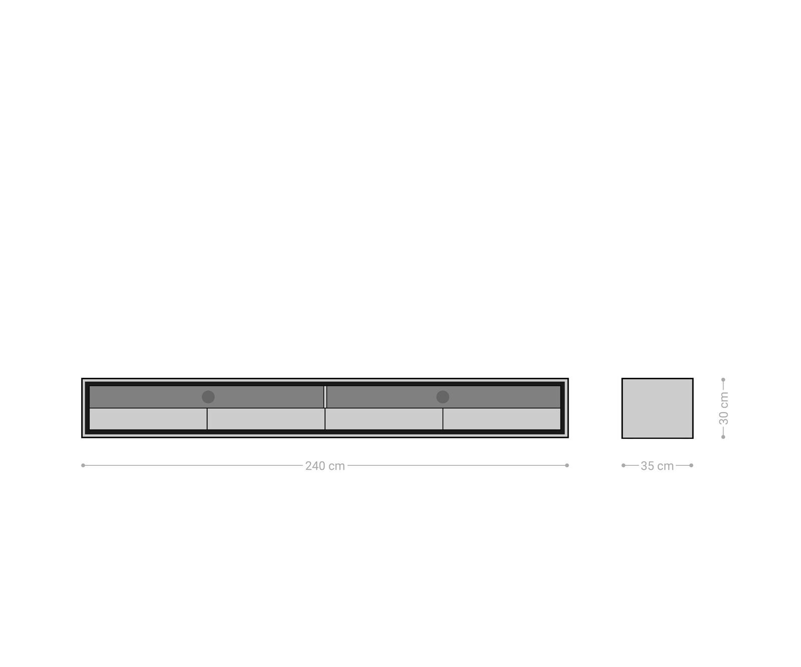 Lowboard Stonegrace 240 cm Akazie Natur 2 Fächer 4 Schubladen Steinfurnier schwebend 6