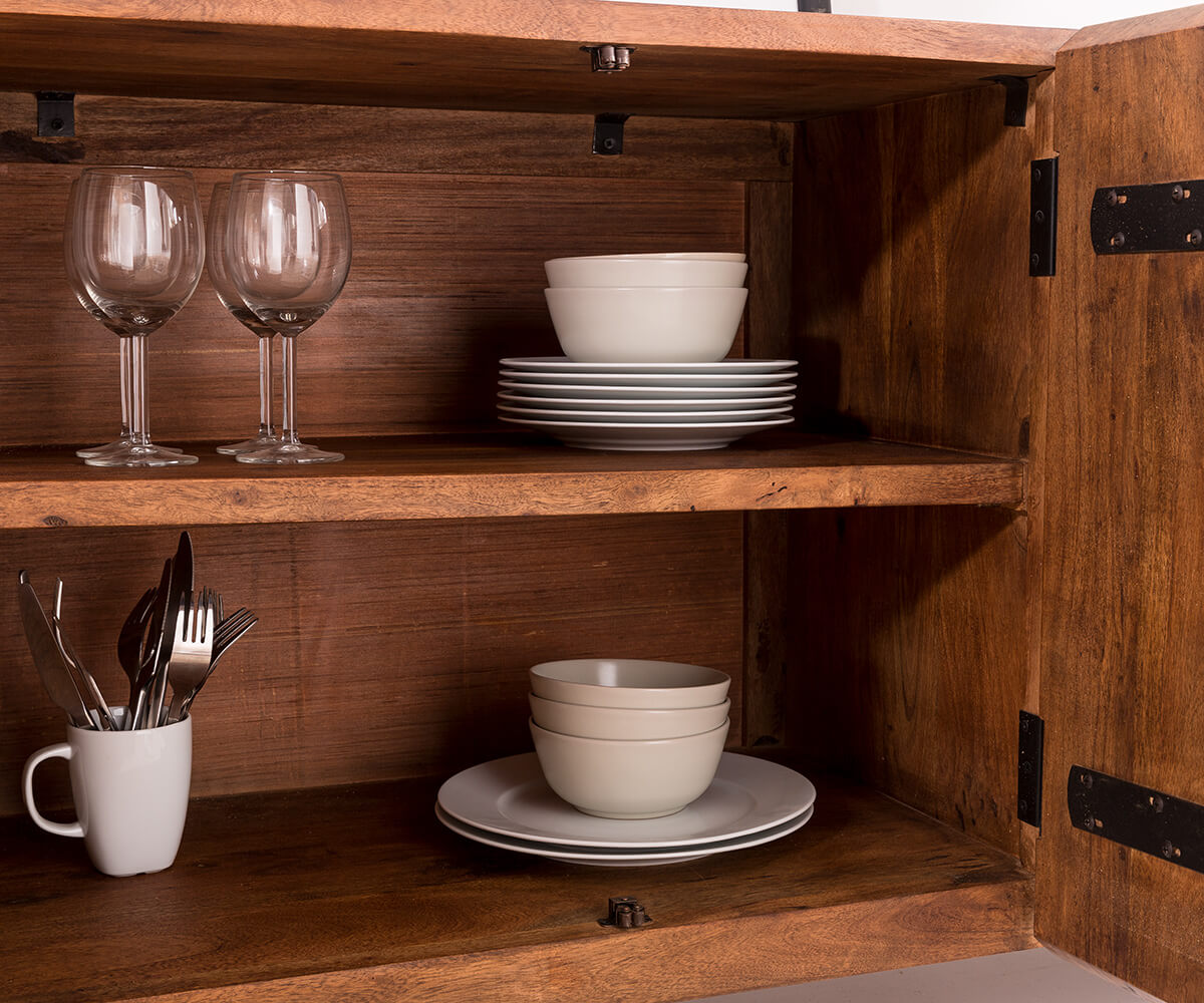 Sideboard Live-Edge 220 cm Akazie Braun massiv 6 Türen 5