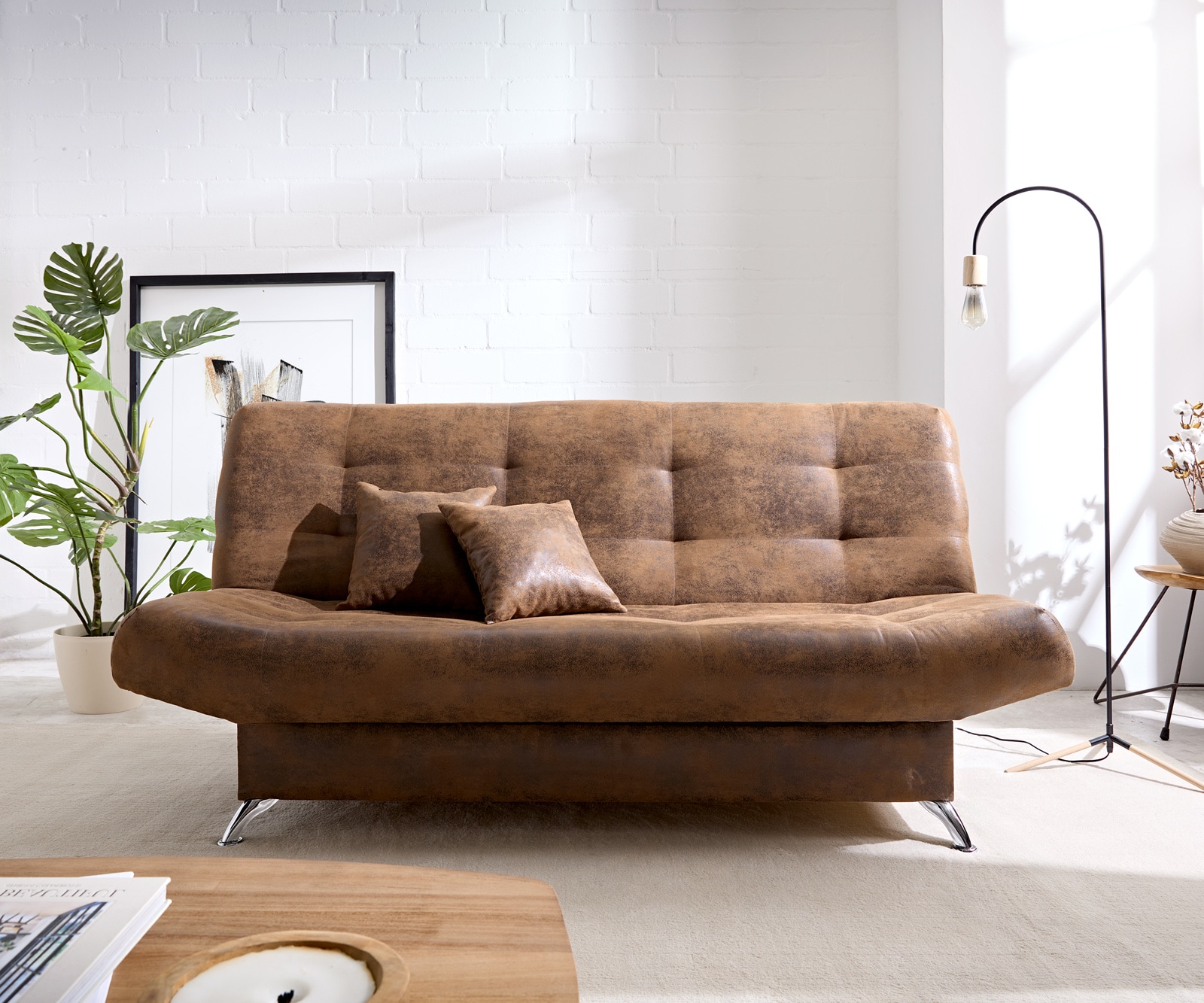 Schlafsofa Viola 190x90 cm Braun Antik Optik Bettkasten 5
