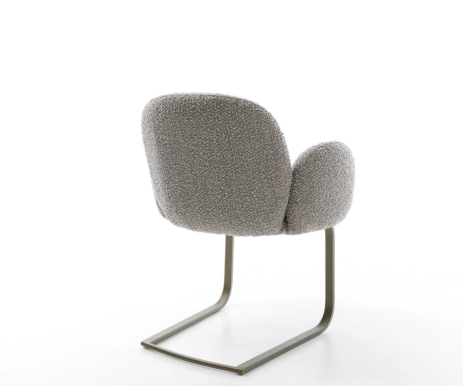 Freischwinger Nube-Flex mit Armlehnen Bouclé Silbergrau Freischwinger flach Effektfinish Titan Taschenfederkern 5