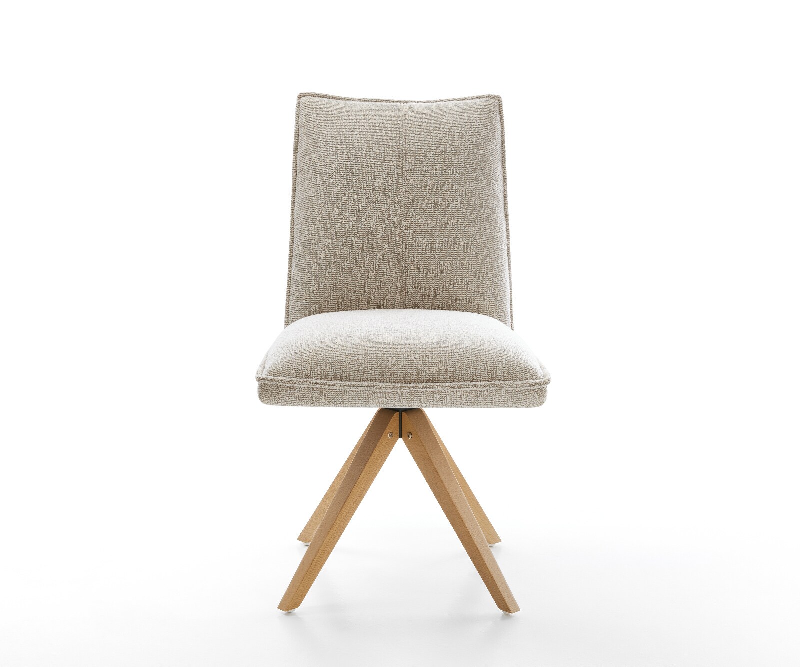 Drehstuhl Lelio-Flex Webstoff Soft Beige Holzgestell kantig Natur 180° drehbar Taschenfederkern 2