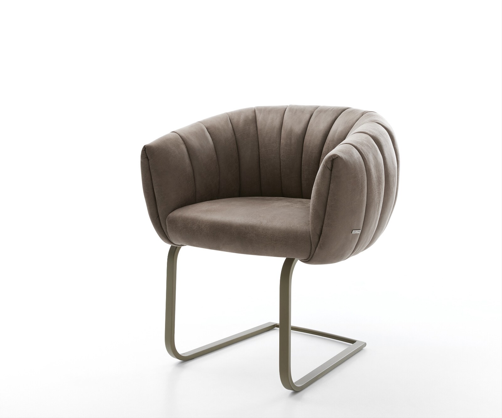 Freischwinger Jada-Flex Mikrofaser Taupe Vintage Freischwinger flach Effektfinish Titan Taschenfederkern