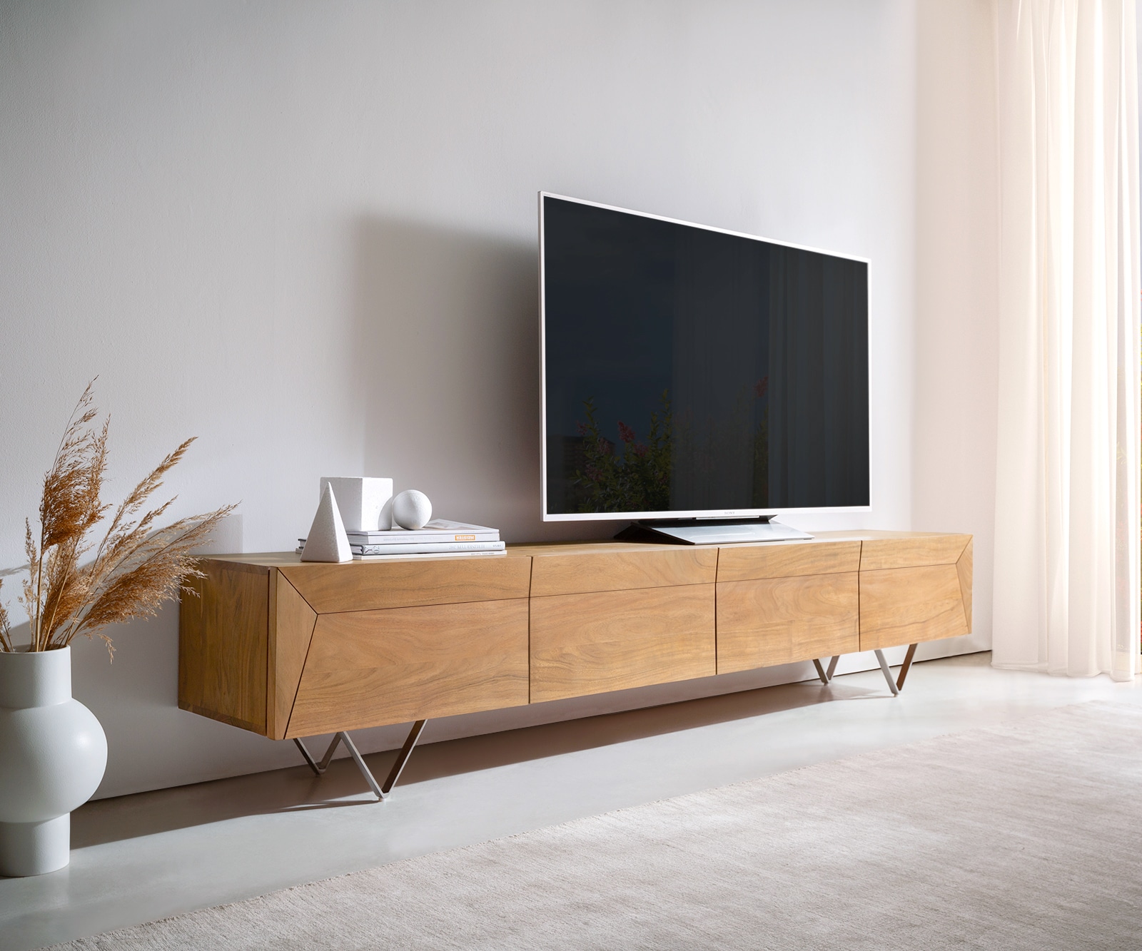 Lowboard Kayu Akazie Natur Massivholz TV-Tisch Lowboard Kayu Akazie Natur Massivholz TV-Tisch