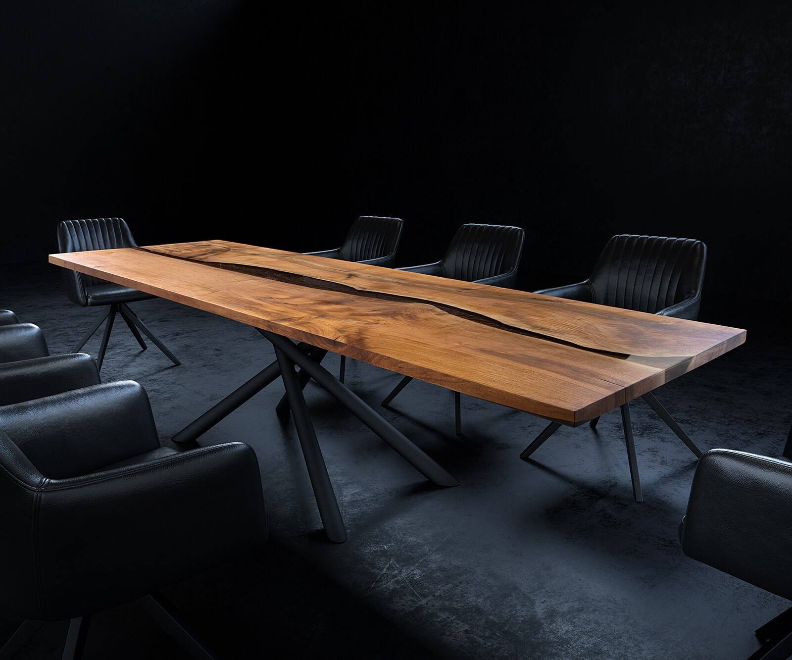 Tischplatte Walnuss Natur 300 cm Epoxid Metallic-Braun Unikat Nr. 32291 3