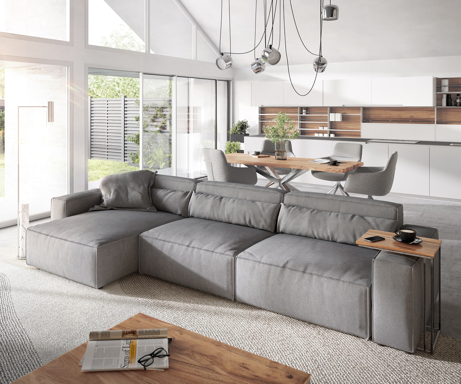 Ecksofa Sirpio XL 370x170 cm Mikrofaser Grau Ecksofa Sirpio XL 370x170 cm Mikrofaser Grau