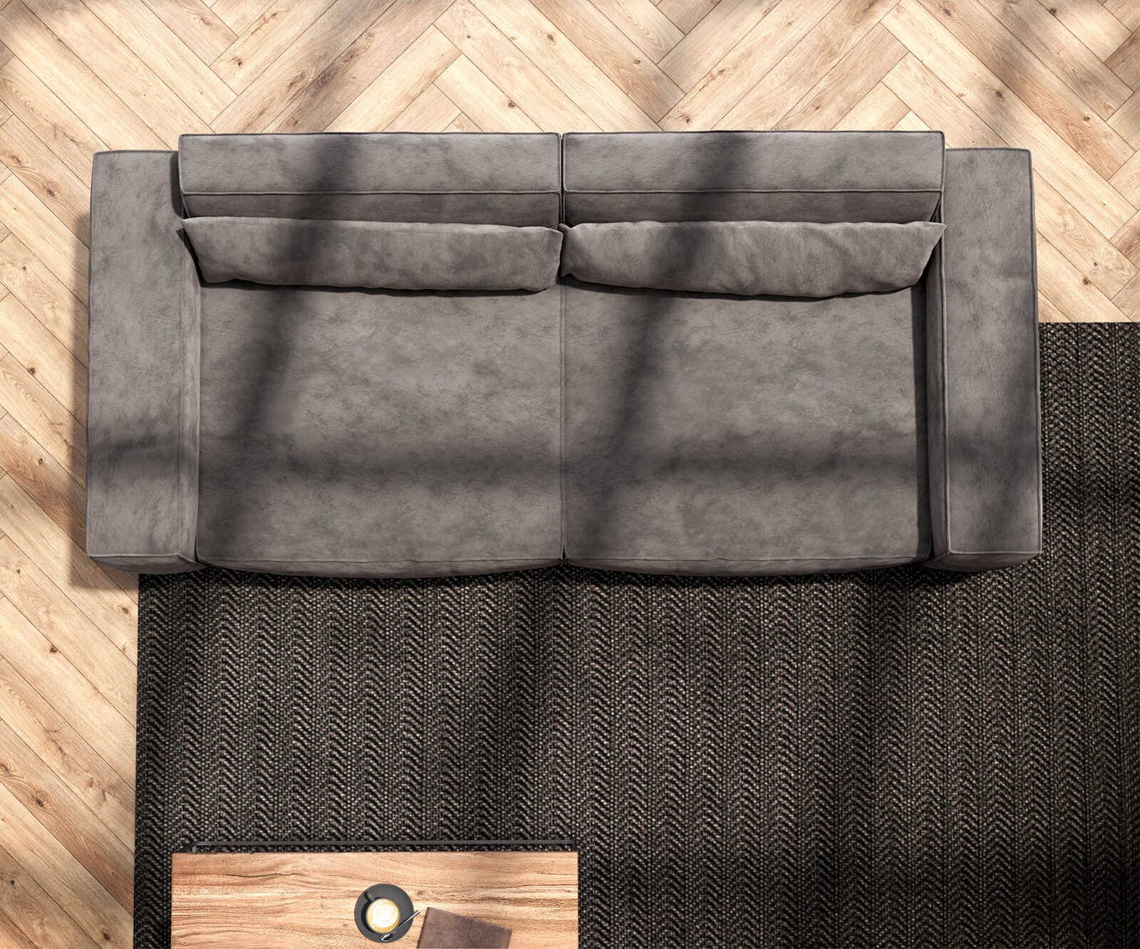 Big-Sofa Sirpio 230x90 cm Mikrofaser Khakibraun 4