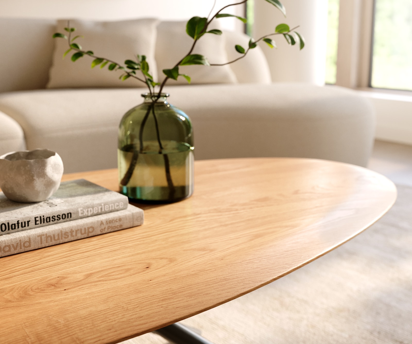 Couchtisch Edge Oval 140x75 cm Eiche Natur Runde Kante Sarity Metall Schwarz 5