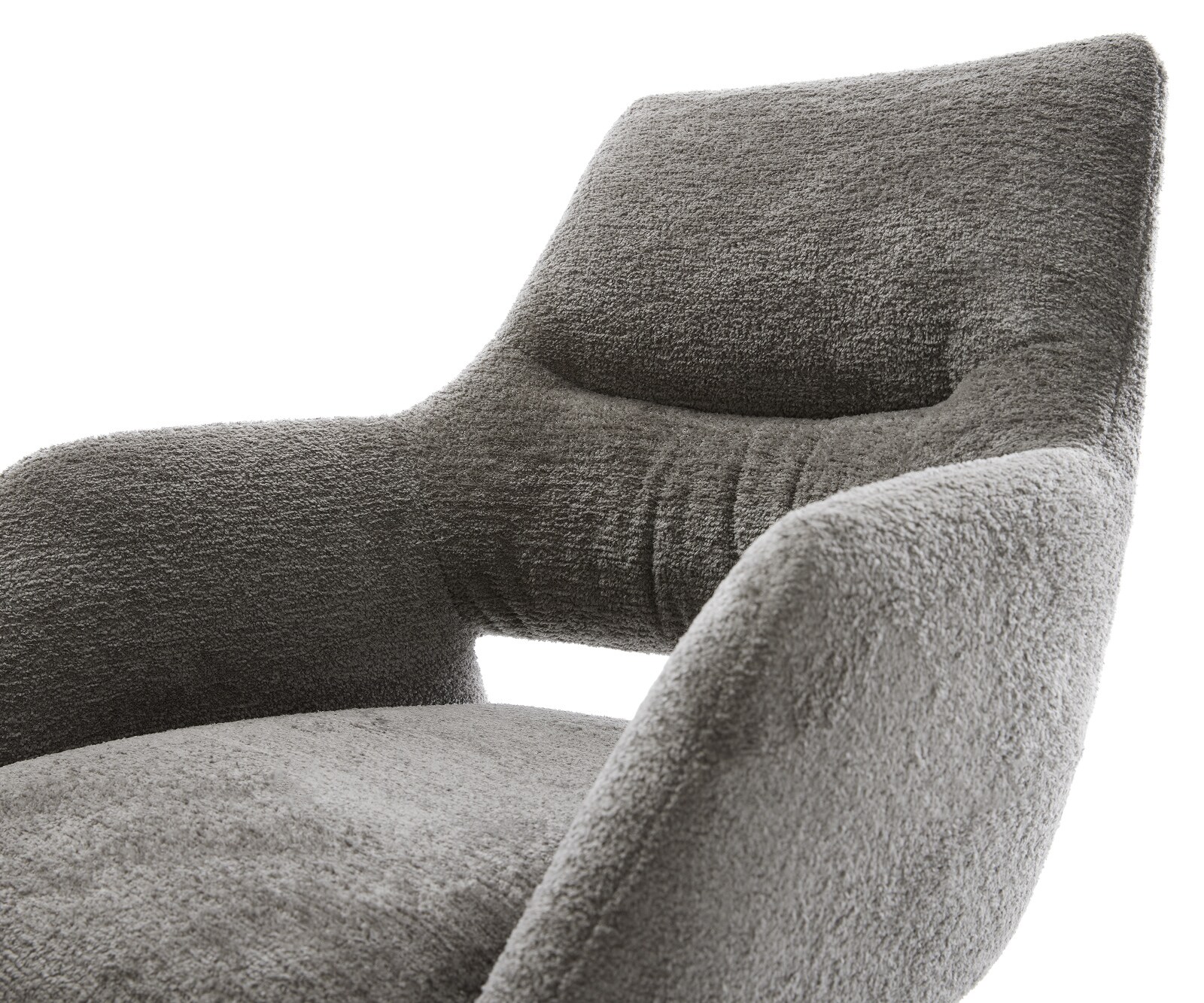Drehstuhl Yago-Flex mit Armlehnen Bouclé Soft Schlamm Kreuzgestell breit Edelstahl 360° drehbar Wippfunktion Taschenfederkern 3