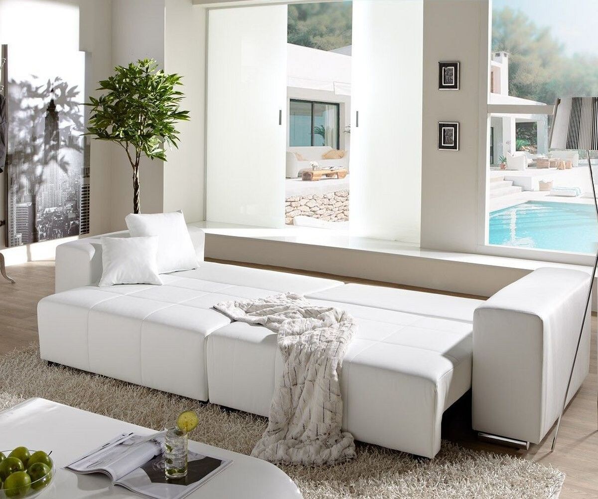 Big-Sofa Marbeya 290x110 cm Weiss mit Schlaffunktion 6
