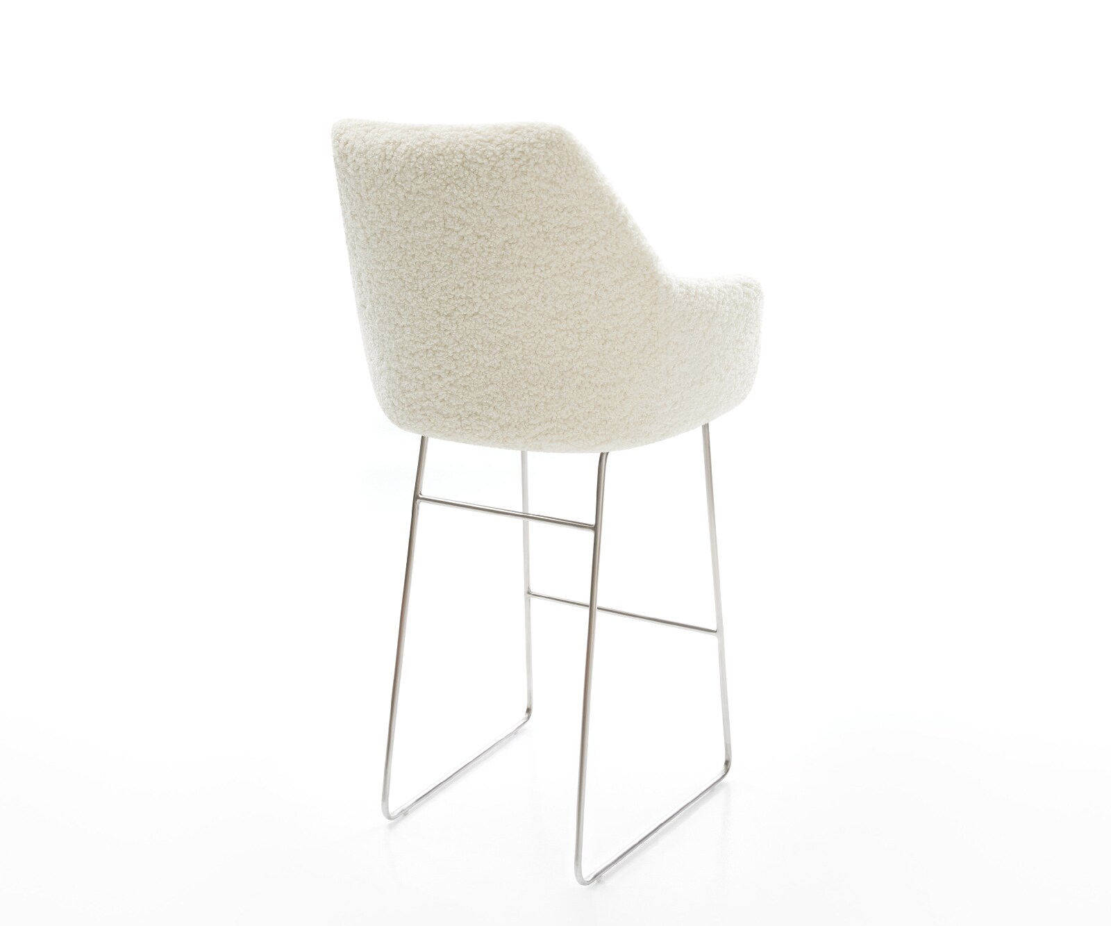 Barstuhl Alja-Flex Teddystoff Beige Kufengestell Edelstahl Silberfarben Taschenfederkern 5