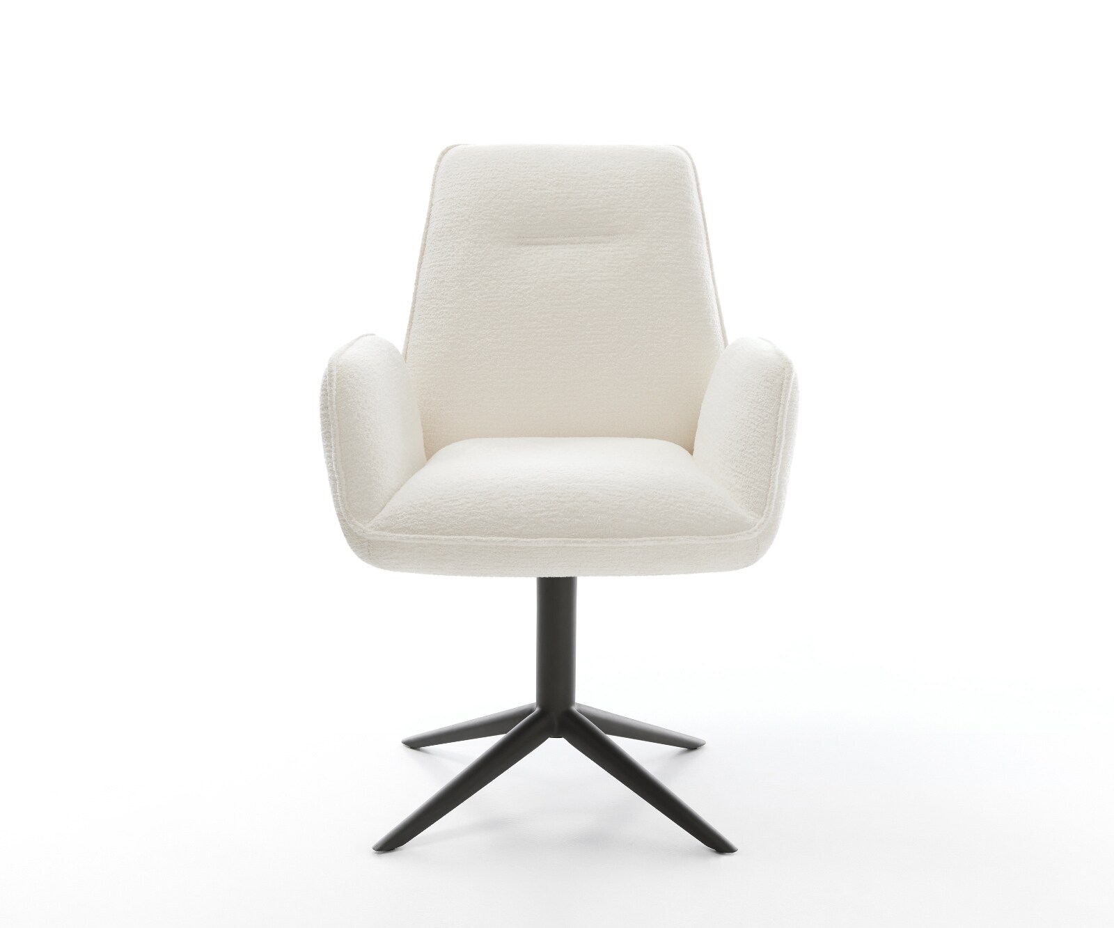 Drehstuhl Zoa-Flex Bouclé Soft Beige Fußkreuz Schwarz 360° drehbar Wippfunktion Taschenfederkern 1