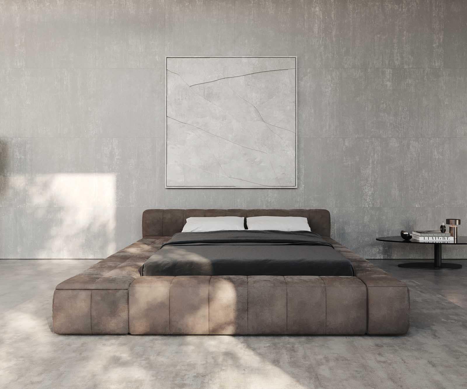 Polsterbettgestell Espazio 140x200 cm Mikrofaser Taupe Vintage mit Stauraum 4