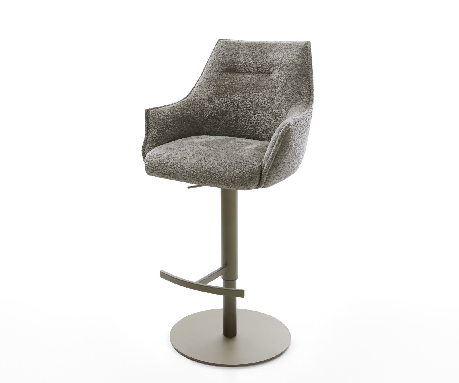 Barstuhl Alja-Flex Bouclé Soft Schlamm Drehfuß höhenverstellbar Metall Titanfarben Taschenfederkern 1