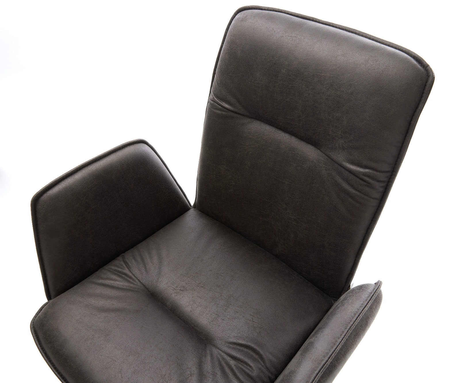 Drehstuhl Vinja-Flex Mikrofaser Anthrazit Vintage Kreuzgestell breit Schwarz 360° drehbar Wippfunktion 4