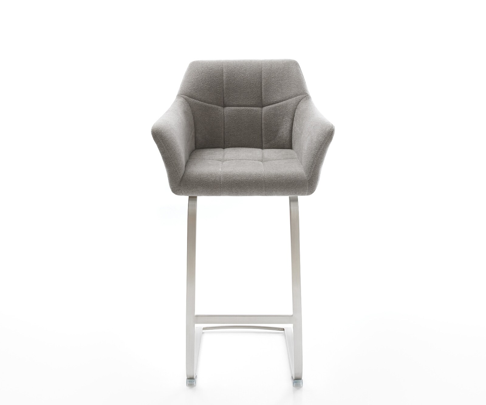 Barstuhl Yulo-Flex Strukturstoff Soft Grau Freischwinger Flach Edelstahl Silberfarben 2