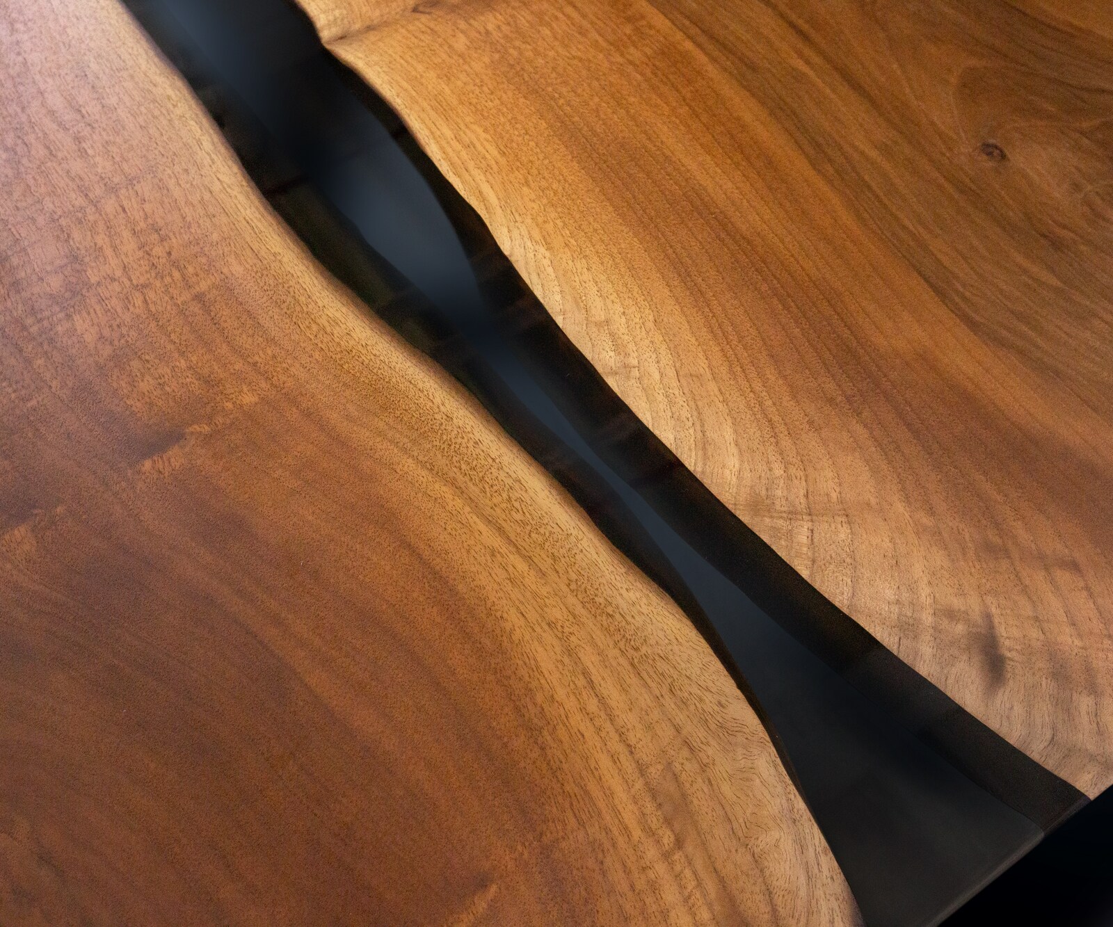 Tischplatte Walnuss Natur 200 cm Epoxid Schwarz-Transparent Unikat Nr. 32333 6