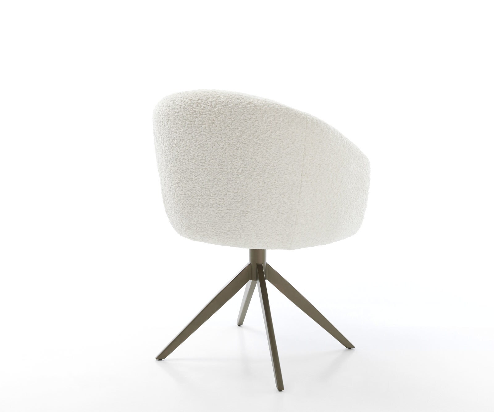 Drehstuhl Caja-Flex mit Armlehnen Bouclé Weiß Kreuzgestell breit Effektfinish Titan 360° drehbar Wippfunktion Taschenfederkern 4