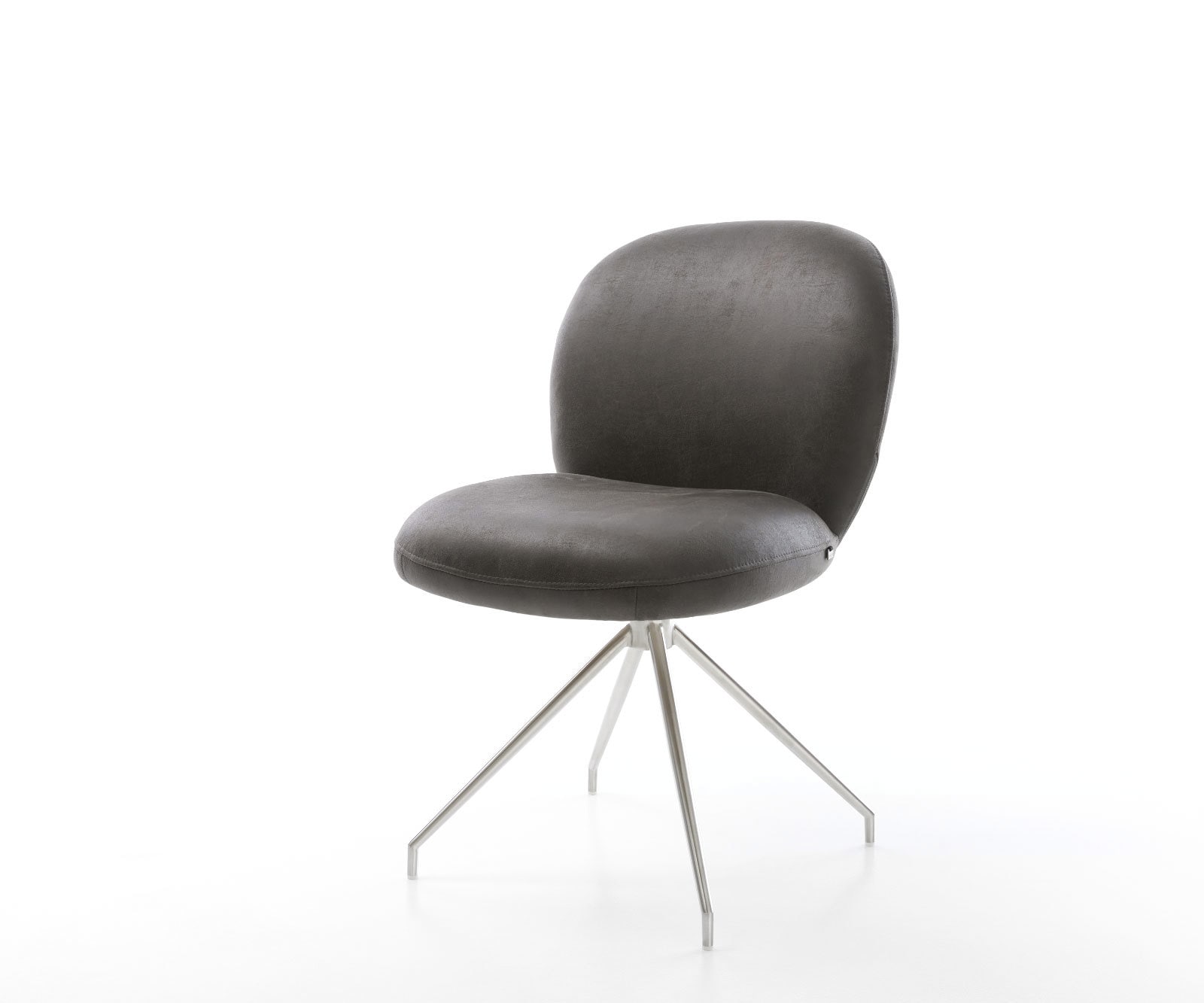 Drehstuhl Nube-Flex Mikrofaser Anthrazit Vintage Kreuzgestell konisch Edelstahl 180° drehbar Taschenfederkern Drehstuhl Nube-Flex Mikrofaser Anthrazit Vintage Kreuzgestell konisch Edelstahl 180° drehbar Taschenfederkern