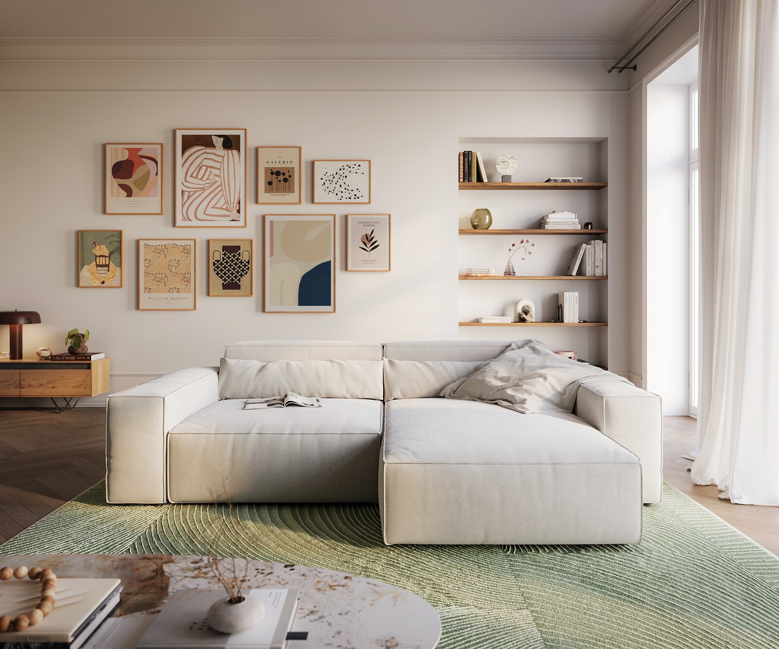 Ecksofa Sirpio XL 270x170 cm Strukturstoff Soft Beige Recamiere variabel 2