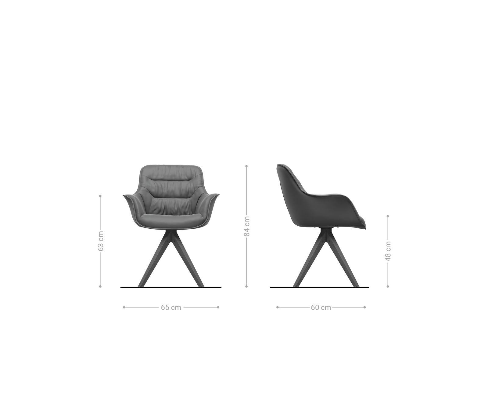 Drehstuhl Kaira-Flex Bouclé Soft Schlamm Holzgestell kantig Natur 180° drehbar 5