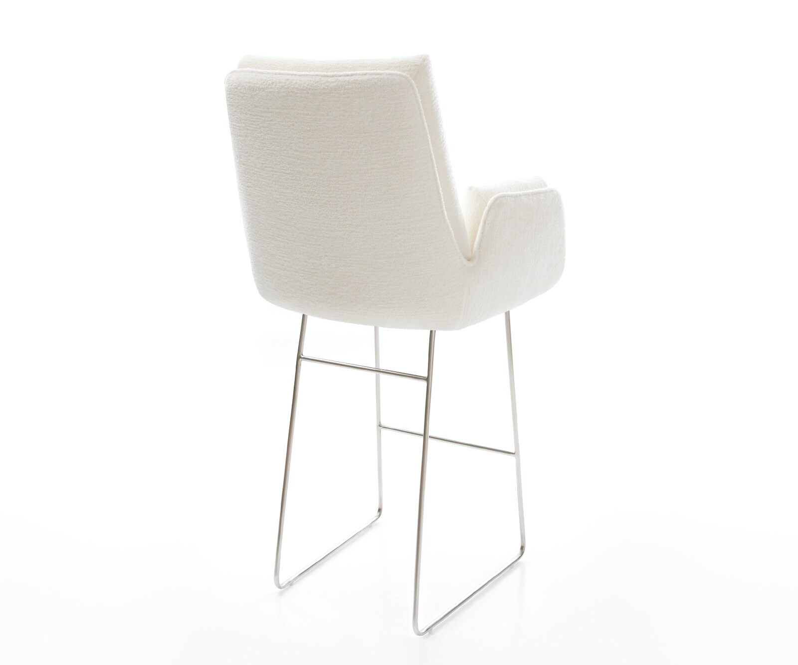 Barstuhl Clea-Flex Bouclé Soft Beige Kufengestell Edelstahl Silberfarben 4
