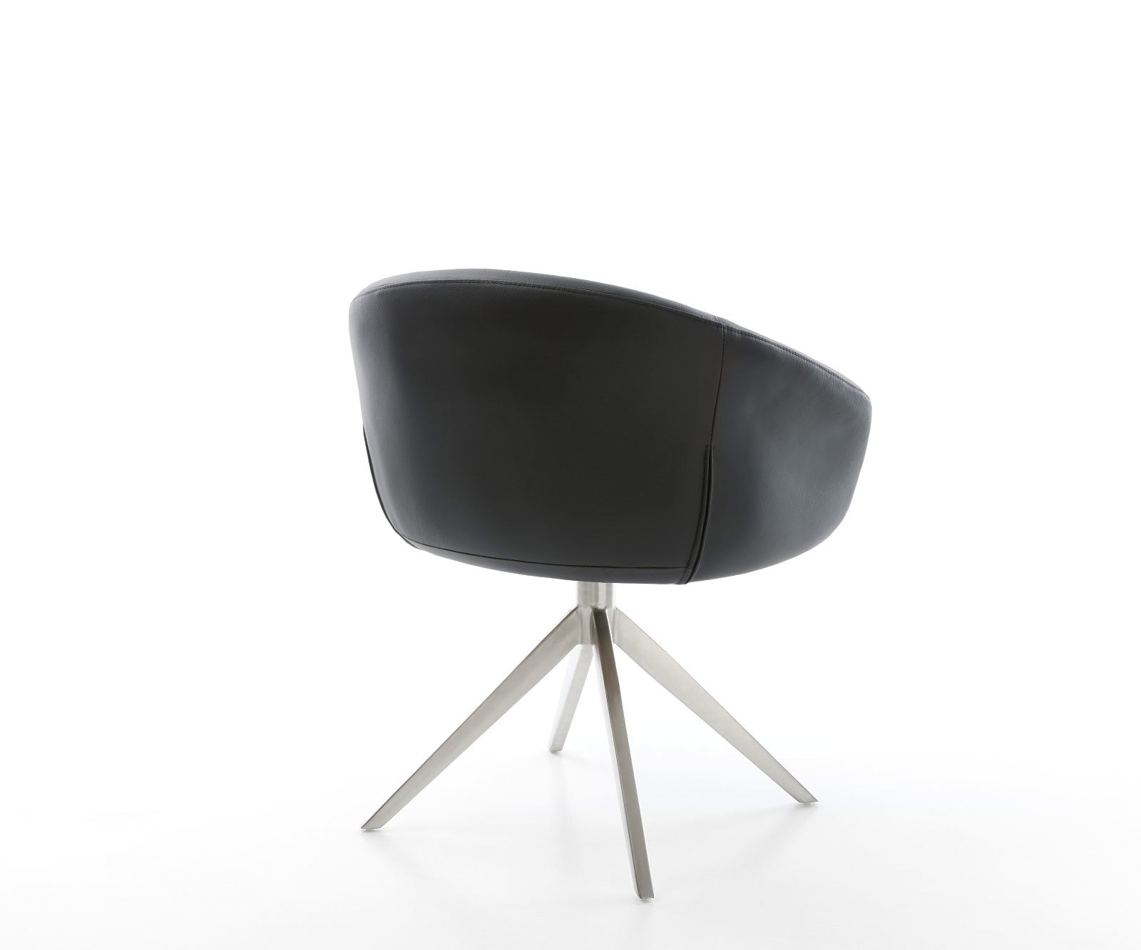 Drehstuhl Vinka-Flex mit Armlehnen Echt-Leder Schwarz Kreuzgestell breit Edelstahl 360° drehbar Wippfunktion Taschenfederkern 4 Drehstuhl Vinka-Flex mit Armlehnen Echt-Leder Schwarz Kreuzgestell breit Edelstahl 360° drehbar Wippfunktion Taschenfederkern 4