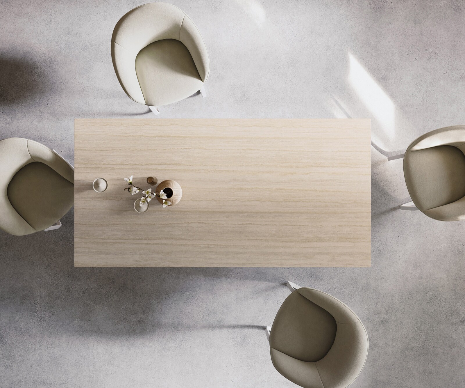 Esstisch Edge 200x100 Keramik Laminam® Travertino Bianco Creme-Weiß Metall Schräg Weiß 5