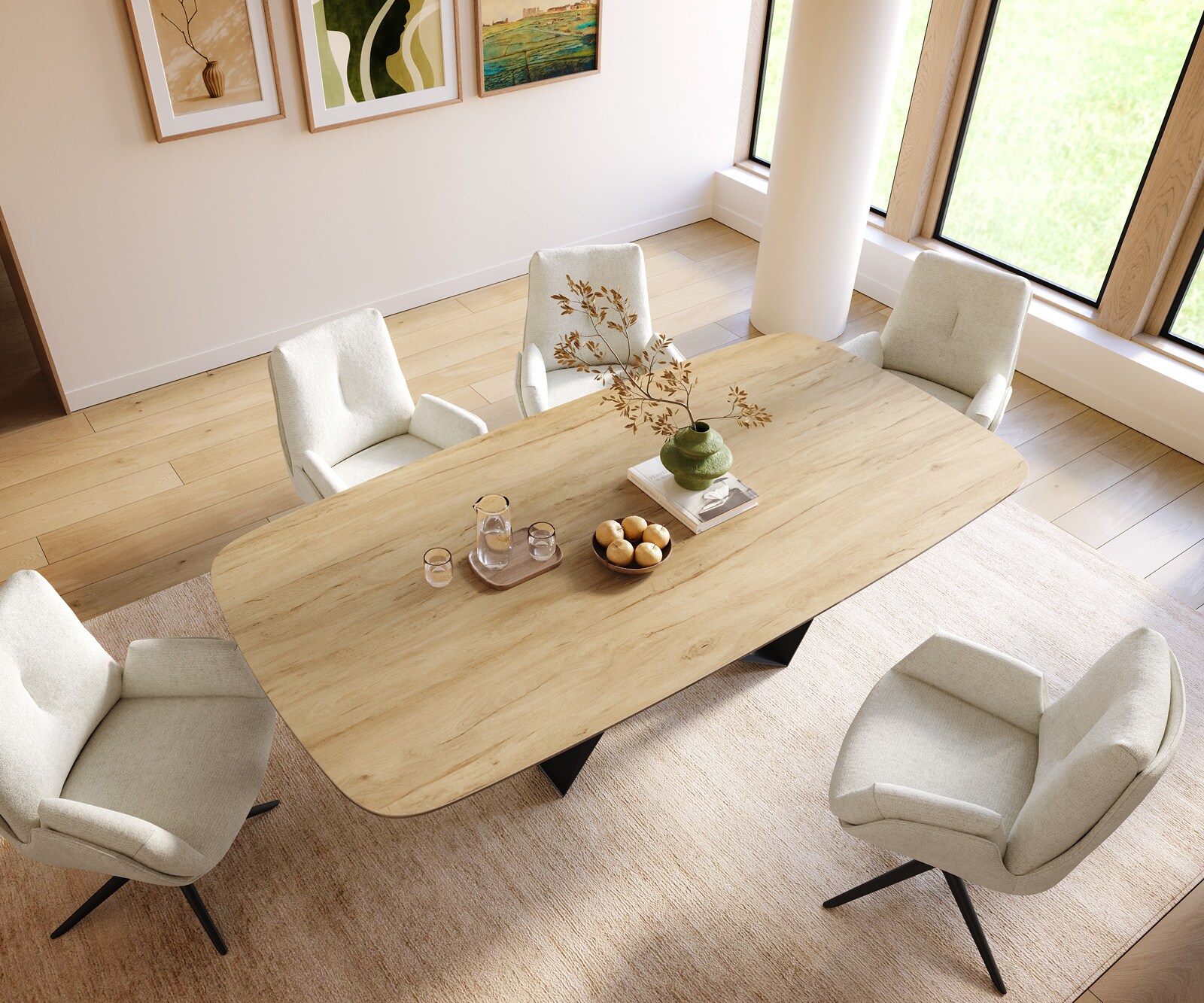 Esstisch Edge Boot 240x120 cm Keramik Laminam® Sabbia Eichefarbig Spider Flachstahl Schwarz 4