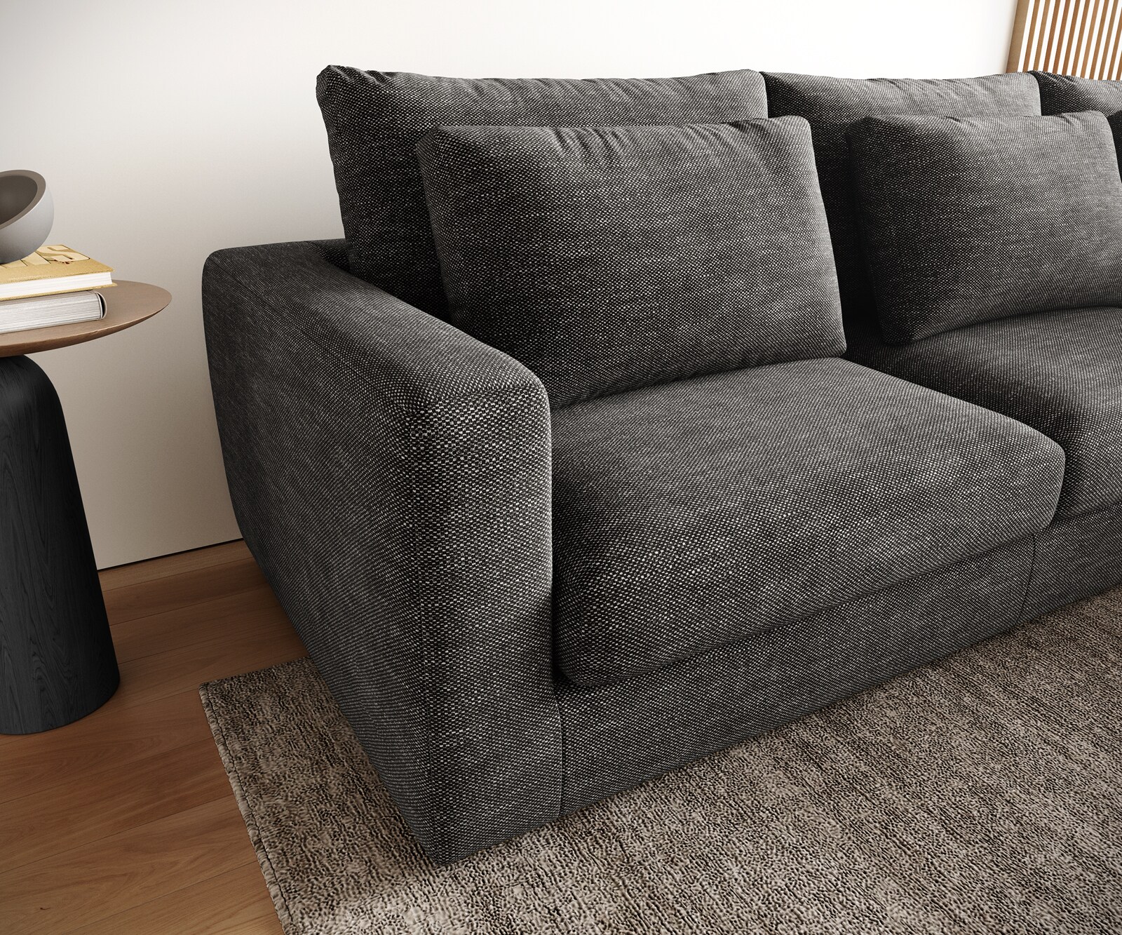 Ecksofa Isla 330x225 cm Chenille Anthrazit Ottomane rechts 4