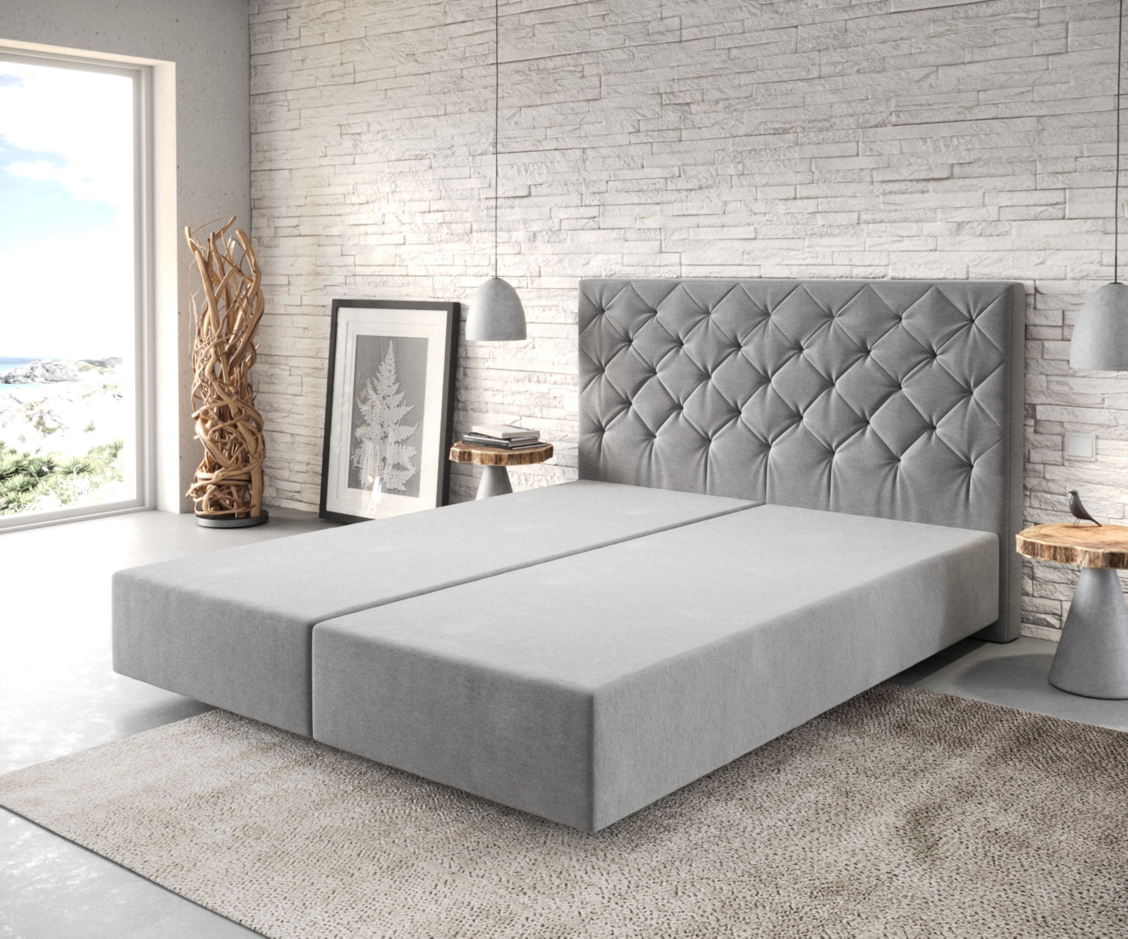 Boxspringgestell Dream-Great 160x200 cm Mikrofaser Grau Boxspringgestell Dream-Great 160x200 cm Mikrofaser Grau