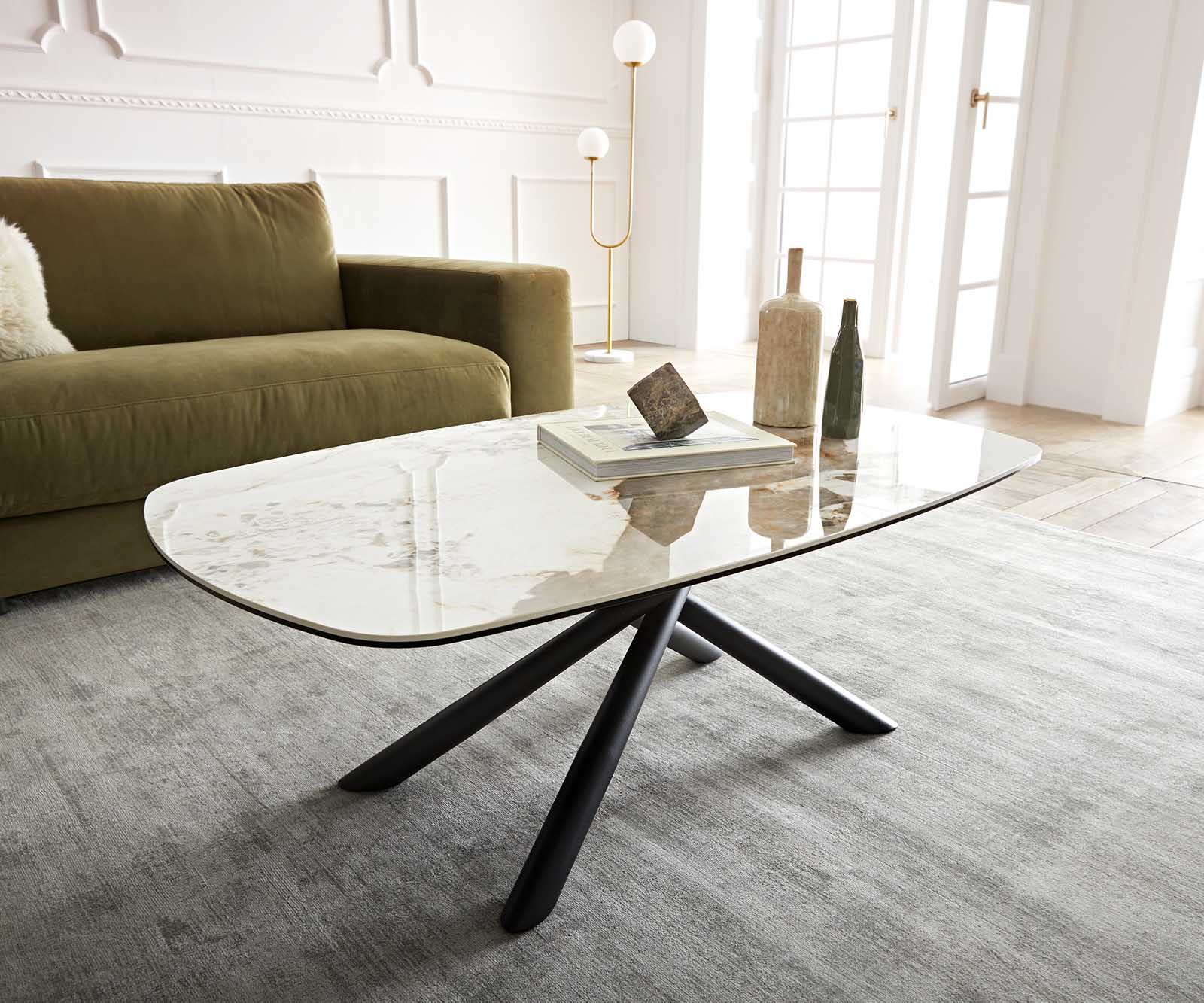 Couchtisch Sarita 120x70 cm Keramik Minas Melange Weiß-Beige Gestell Metall Schwarz Couchtisch Sarita 120x70 cm Keramik Minas Melange Weiß-Beige Gestell Metall Schwarz