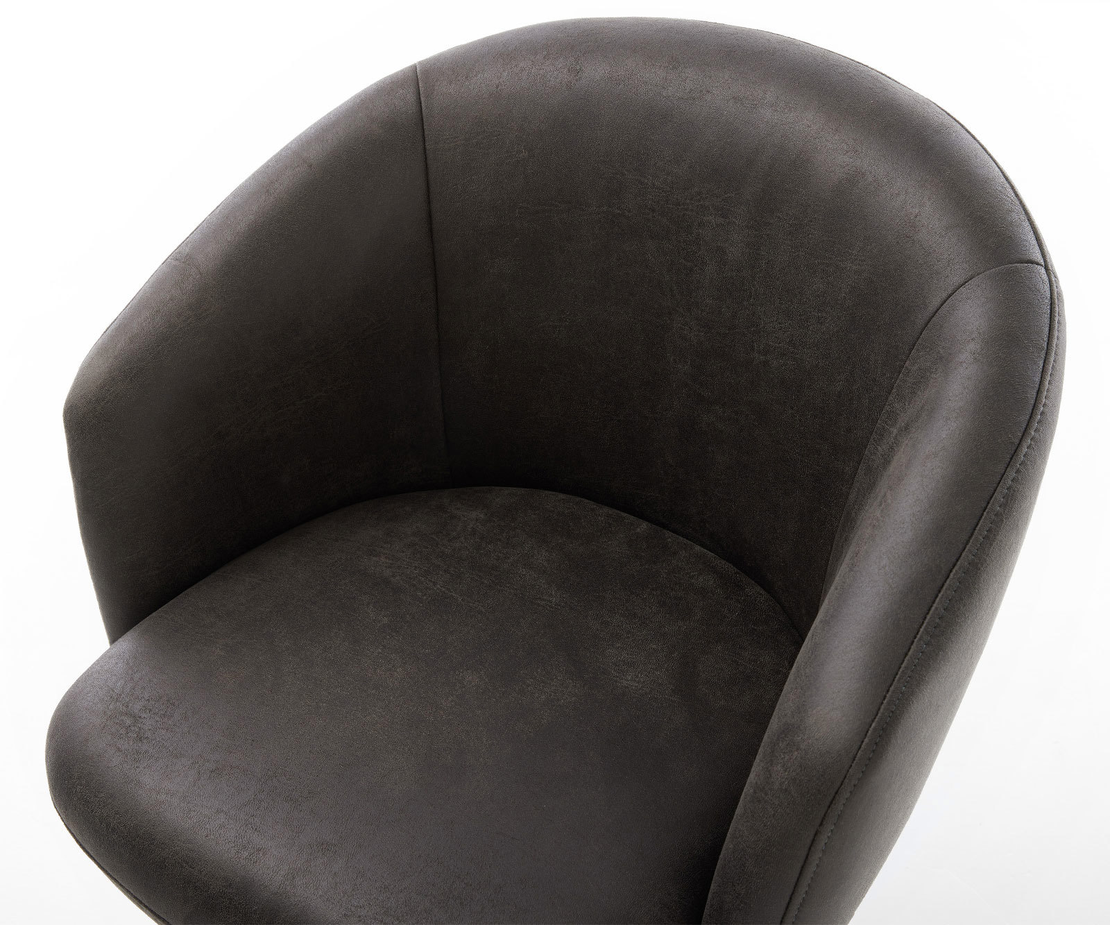 Drehstuhl Caja-Flex mit Armlehnen Mikrofaser Anthrazit Vintage Fußkreuz Edelstahl 360° drehbar Taschenfederkern 3