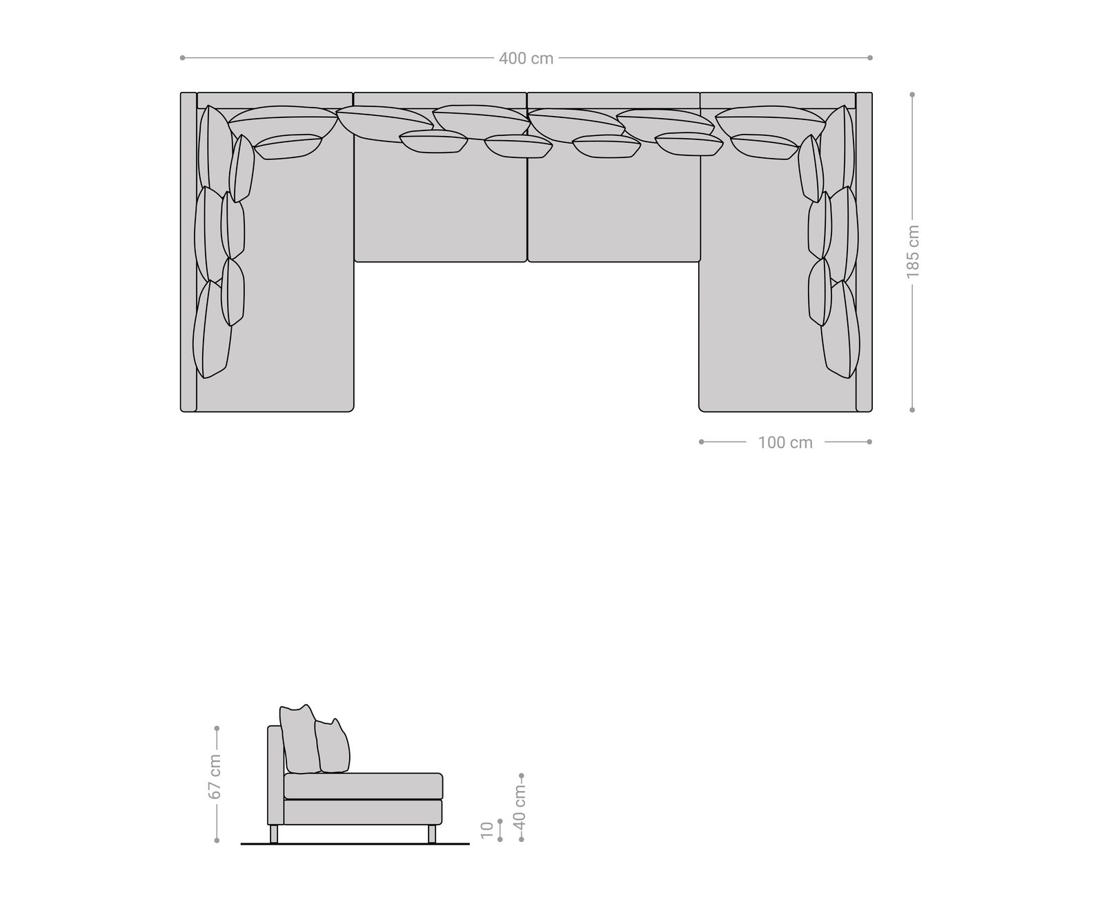 Wohnlandschaft Clovis XL Anthrazit Antik Optik Modulsofa 6