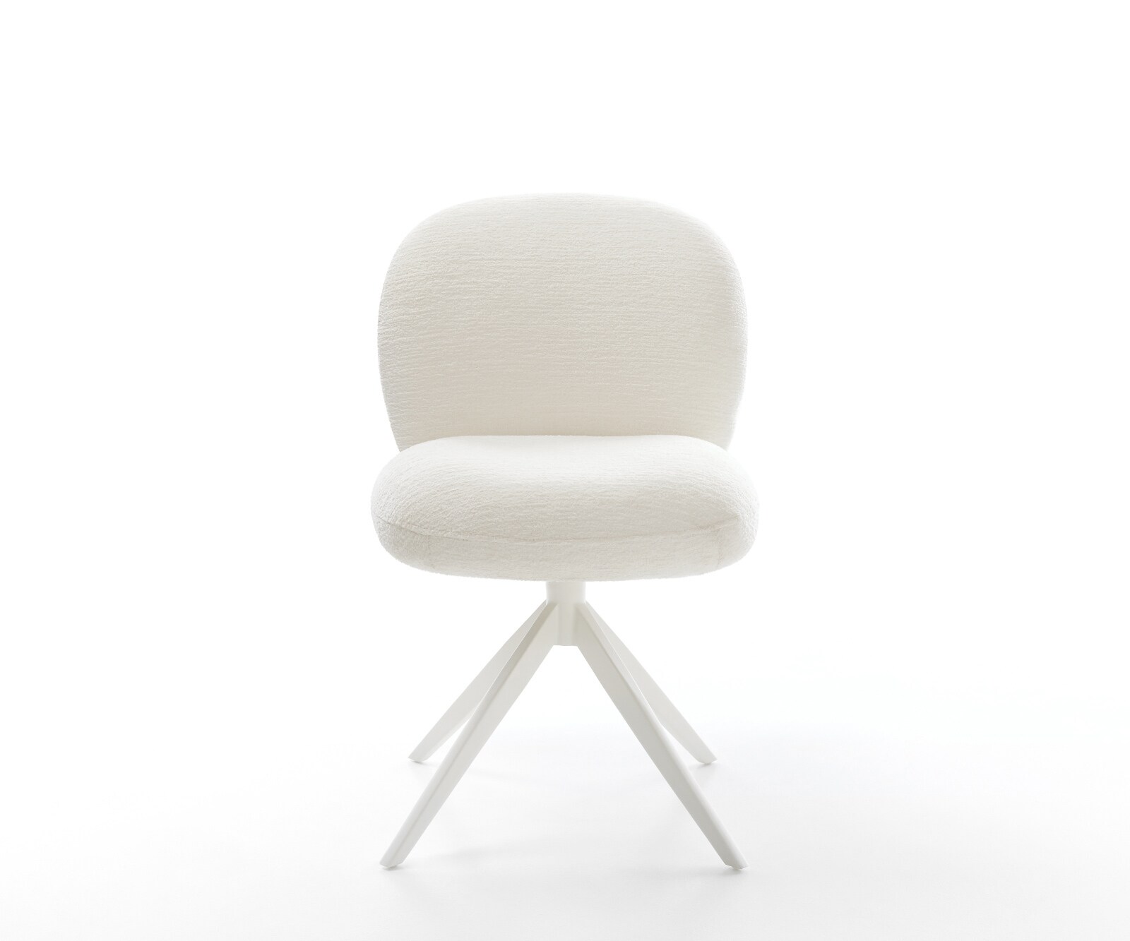 Drehstuhl Nube-Flex Bouclé Soft Beige Kreuzgestell breit Weiß 360° drehbar Wippfunktion Taschenfederkern 2