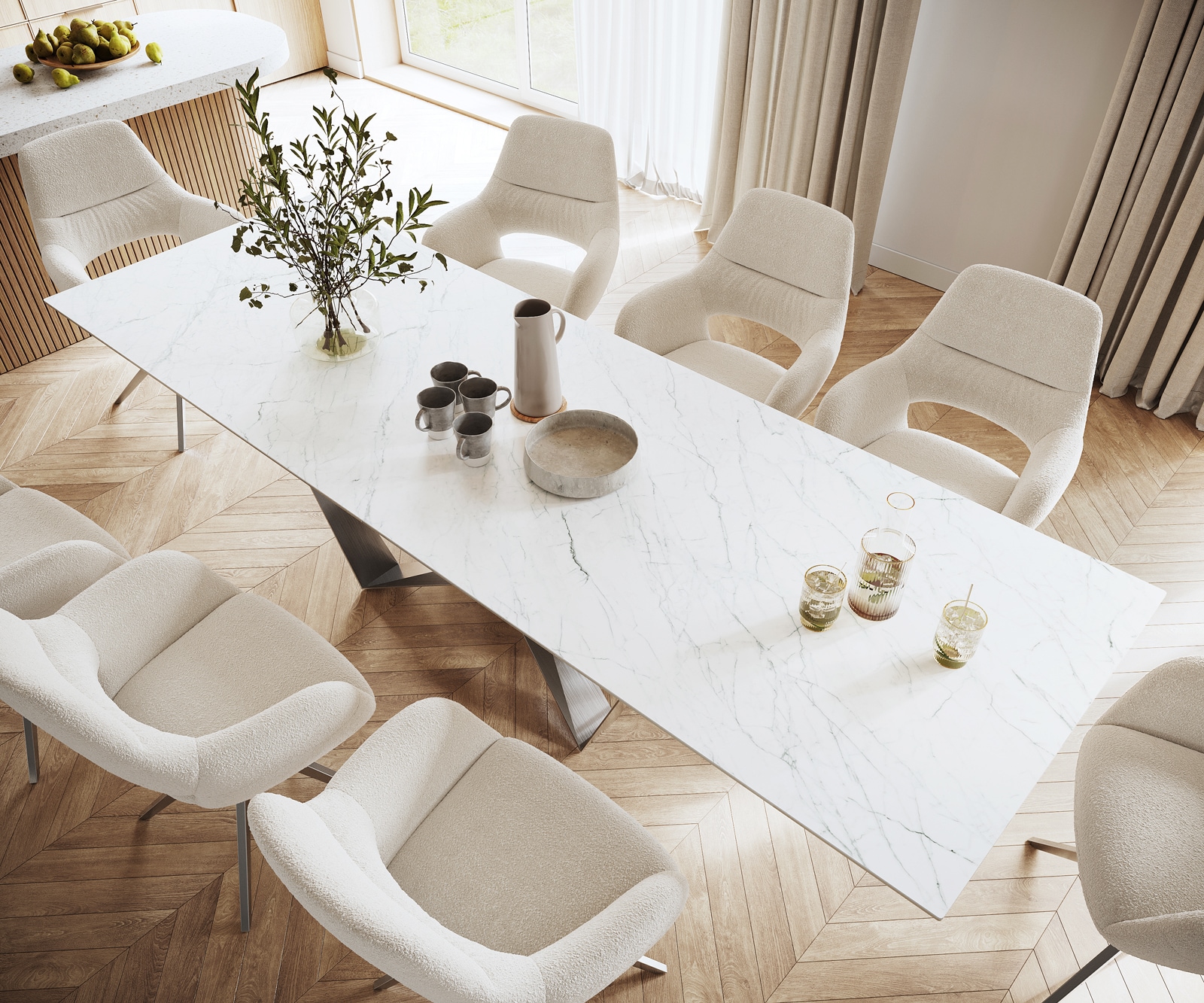 Esstisch Edge 300x100cm Keramik Laminam®Statuarietto Weiß Spider Flachstahl Edelstahl 2 Esstisch Edge 300x100cm Keramik Laminam®Statuarietto Weiß Spider Flachstahl Edelstahl 2