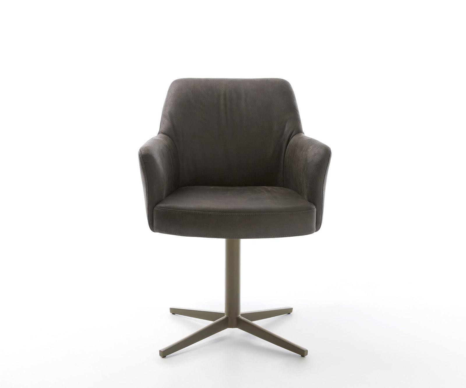 Drehstuhl Xana-Flex mit Armlehnen Mikrofaser Anthrazit Vintage Fußkreuz Effektfinish Titan 360° drehbar Taschenfederkern 2