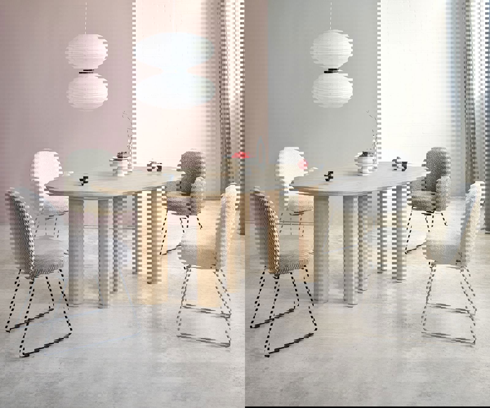 Esszimmerstuhl Nube-Flex mit Armlehnen Bouclé Silbergrau Kufengestell Schwarz Taschenfederkern 4 Esszimmerstuhl Nube-Flex mit Armlehnen Bouclé Silbergrau Kufengestell Schwarz Taschenfederkern 4