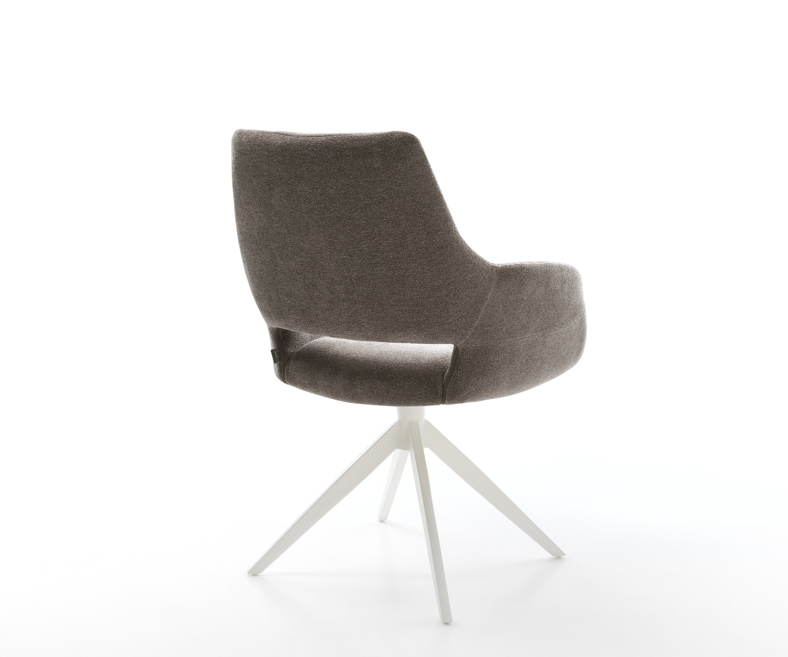 Drehstuhl Yago-Flex mit Armlehnen Strukturstoff Soft Taupe Kreuzgestell breit Weiß 360° drehbar Wippfunktion Taschenfederkern 5