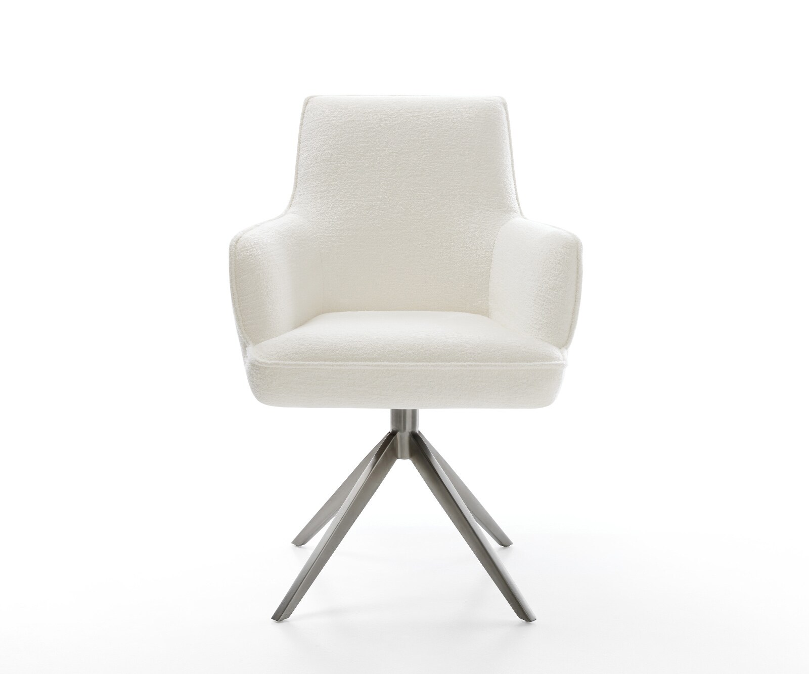 Drehstuhl Heira-Flex mit Armlehnen Bouclé Soft Beige Kreuzgestell breit Graphit 360° drehbar Wippfunktion Taschenfederkern 2