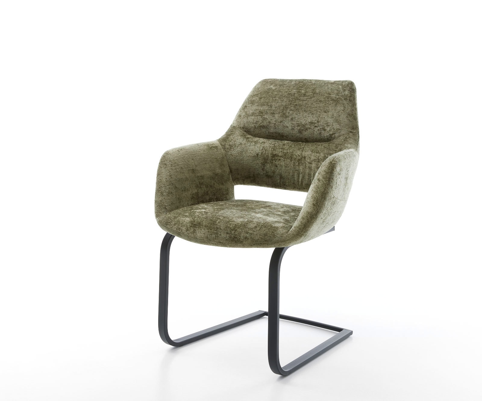 Freischwinger Yago-Flex mit Armlehnen Chenille Olive Freischwinger flach Schwarz Taschenfederkern Freischwinger Yago-Flex mit Armlehnen Chenille Olive Freischwinger flach Schwarz Taschenfederkern