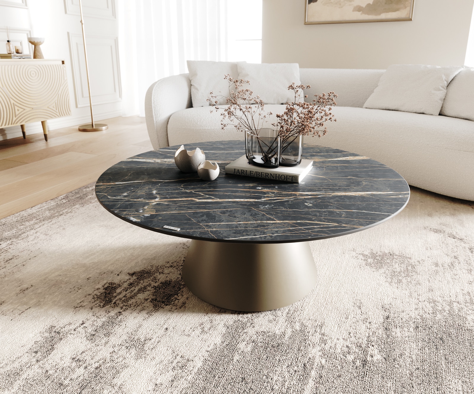 Couchtisch Borna 100x100 cm Keramik Laminam®Noir Desir Braun Gestell Konisch Effektfinish Titan 3 Couchtisch Borna 100x100 cm Keramik Laminam®Noir Desir Braun Gestell Konisch Effektfinish Titan 3