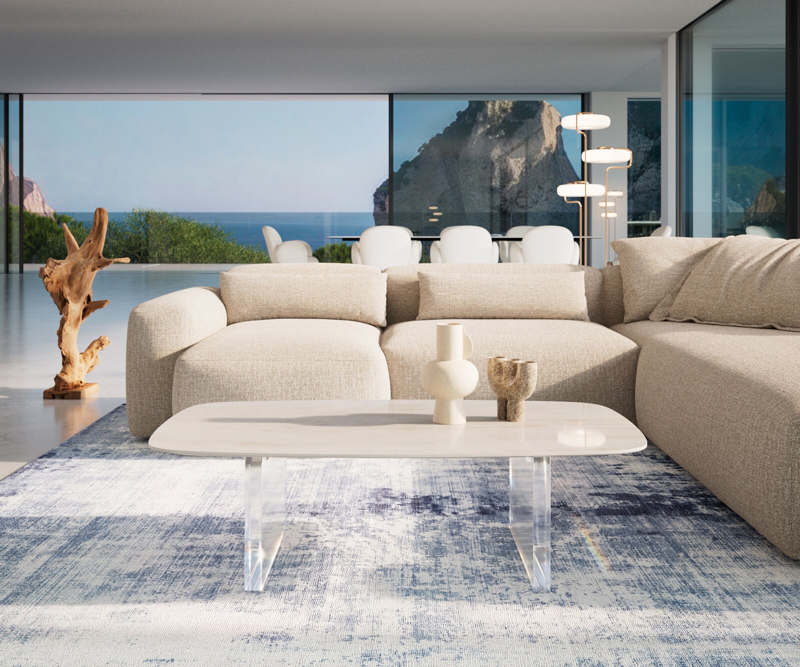 Couchtisch Edge Boot 120x70 cm Keramik Onyx Champagne Lumia Acryl 2