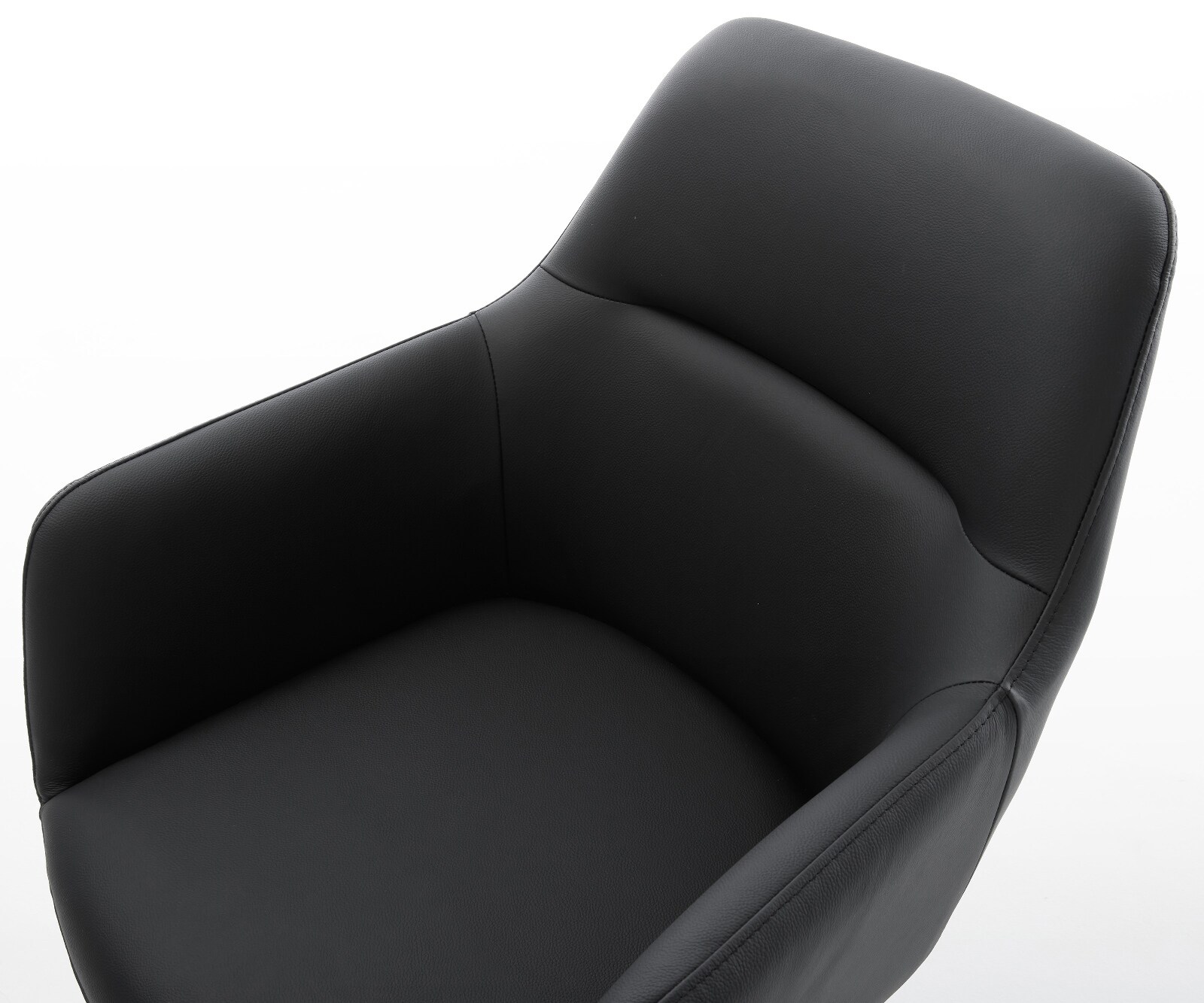 Drehstuhl Pejo-Flex Echt-Leder Schwarz Kreuzgestell breit Graphit 360° drehbar Wippfunktion Taschenfederkern 3