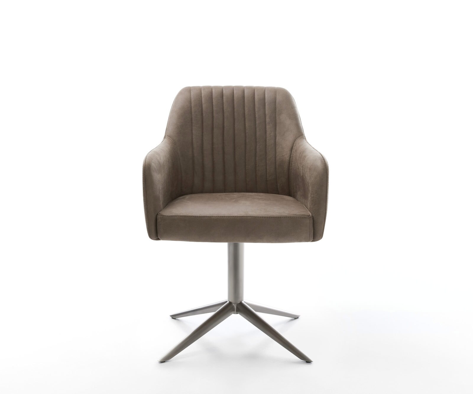 Drehstuhl Greg-Flex Mikrofaser Taupe Vintage Fußkreuz Graphit 360° drehbar Wippfunktion Taschenfederkern 1