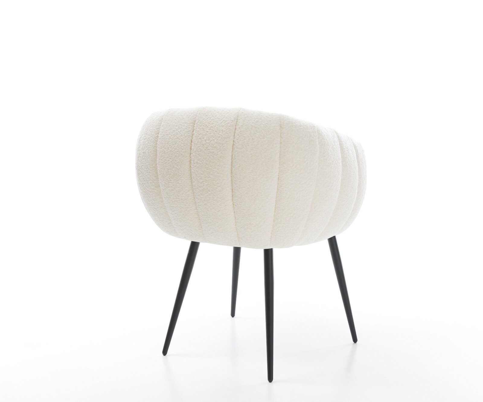 Esszimmerstuhl Jada-Flex Bouclé Weiß 4-Fuß konisch Schwarz Taschenfederkern 4