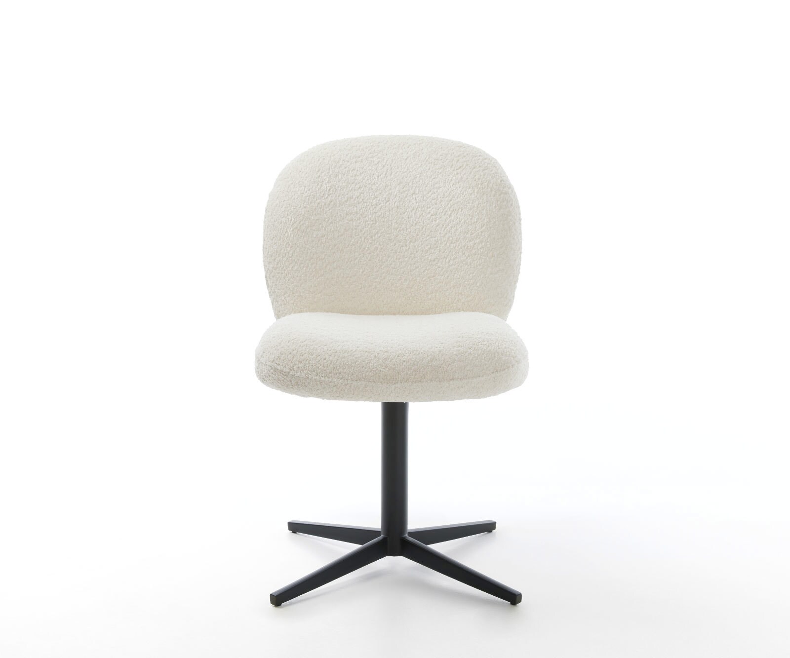 Drehstuhl Nube-Flex Bouclé Weiß Fußkreuz Schwarz 360° drehbar Taschenfederkern 2