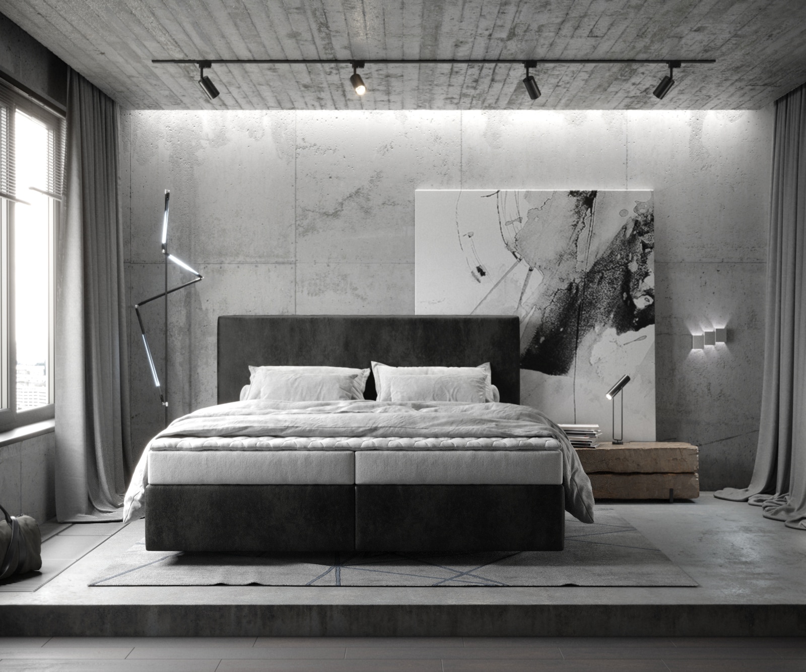 Boxspringbett Dream-Well 180x200 cm Mikrofaser Anthrazit Vintage mit Matratze und Topper 1 Boxspringbett Dream-Well 180x200 cm Mikrofaser Anthrazit Vintage mit Matratze und Topper 1