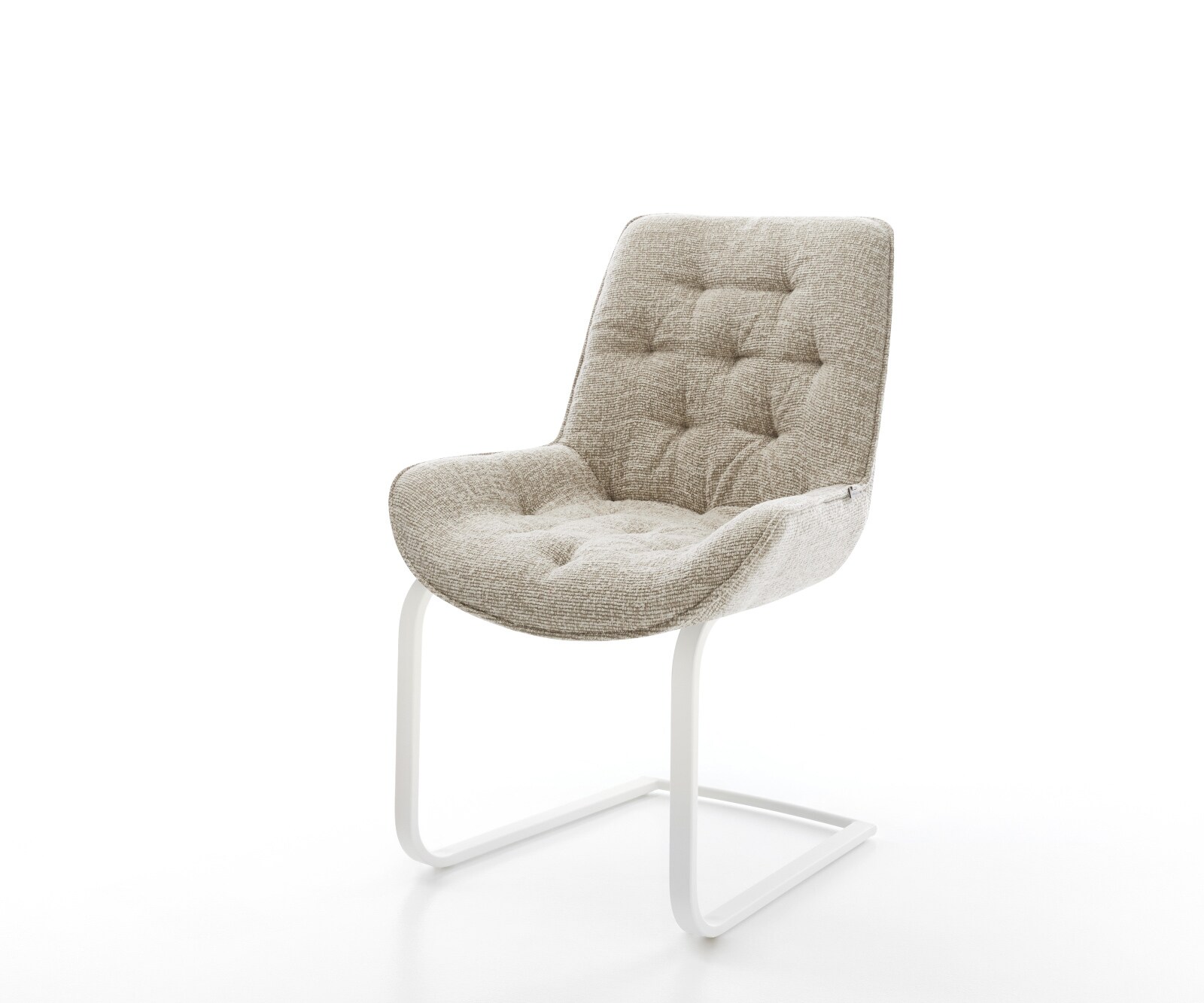 DELIFE Freischwinger Taimi-Flex Webstoff Soft Beige Freischwinger flach Weiß