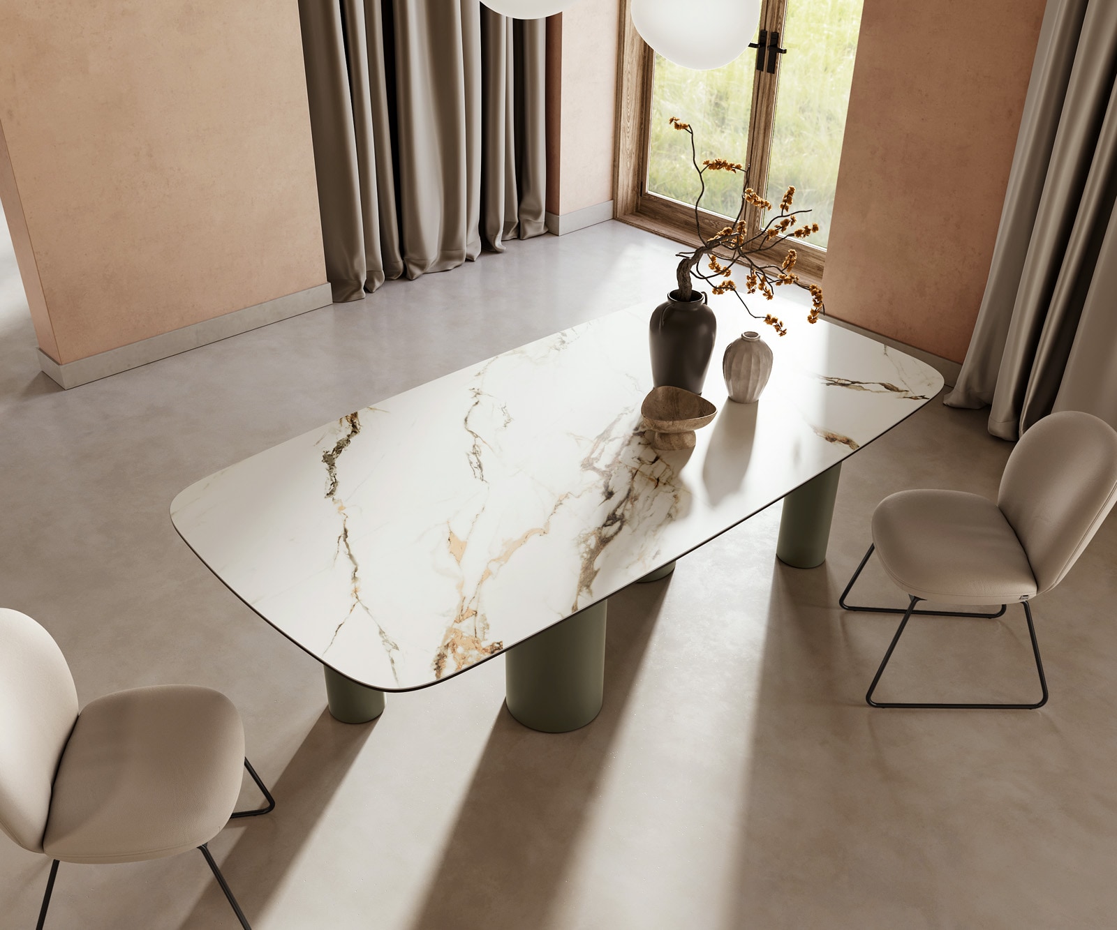 Esstisch Edge Boot 240x120cm Keramik Calacatta Luxe Weiß-Gold-Grau Pilier Metall Effektfinish Titan 4 Esstisch Edge Boot 240x120cm Keramik Calacatta Luxe Weiß-Gold-Grau Pilier Metall Effektfinish Titan 4